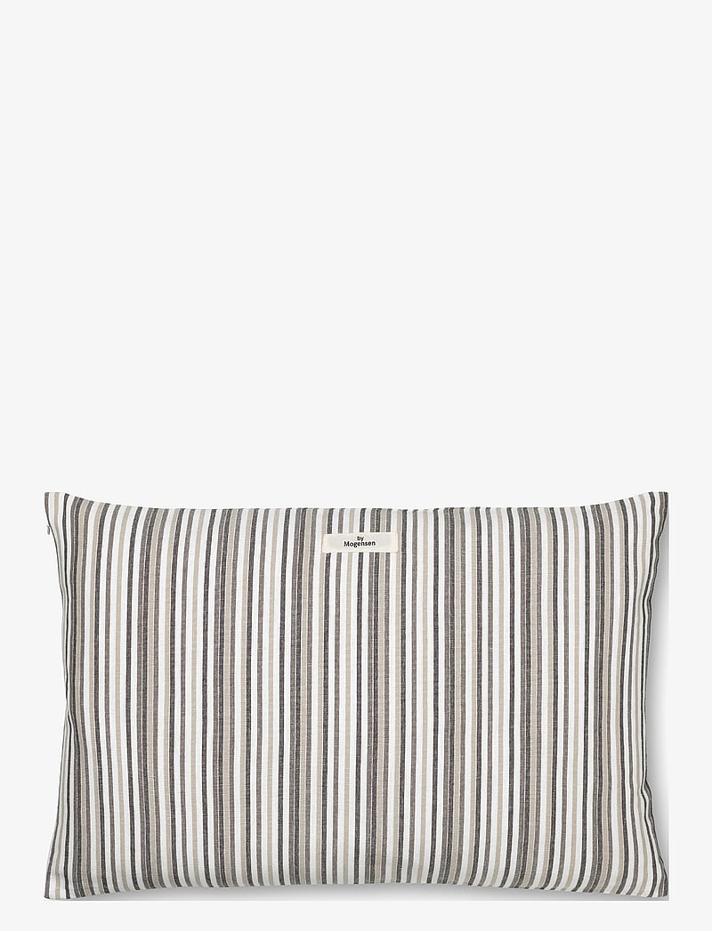 By Mogensen - Pillow cover Small Stripes - pillow cases - grey, creme, dark grey, white - 1