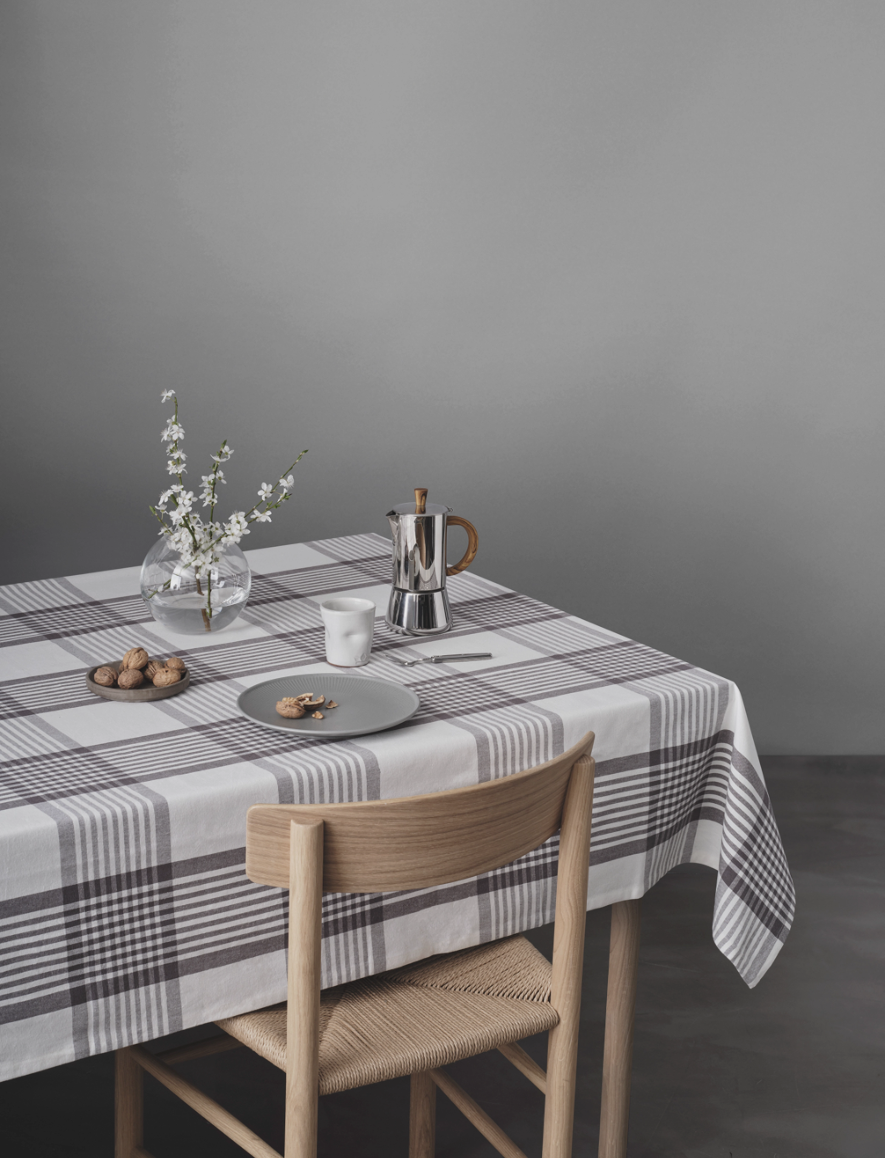 By Mogensen Dug Large Checks, 140X320 cm, Grey, Køkkentekstiler > Duge Og Bordløbere, Unisex