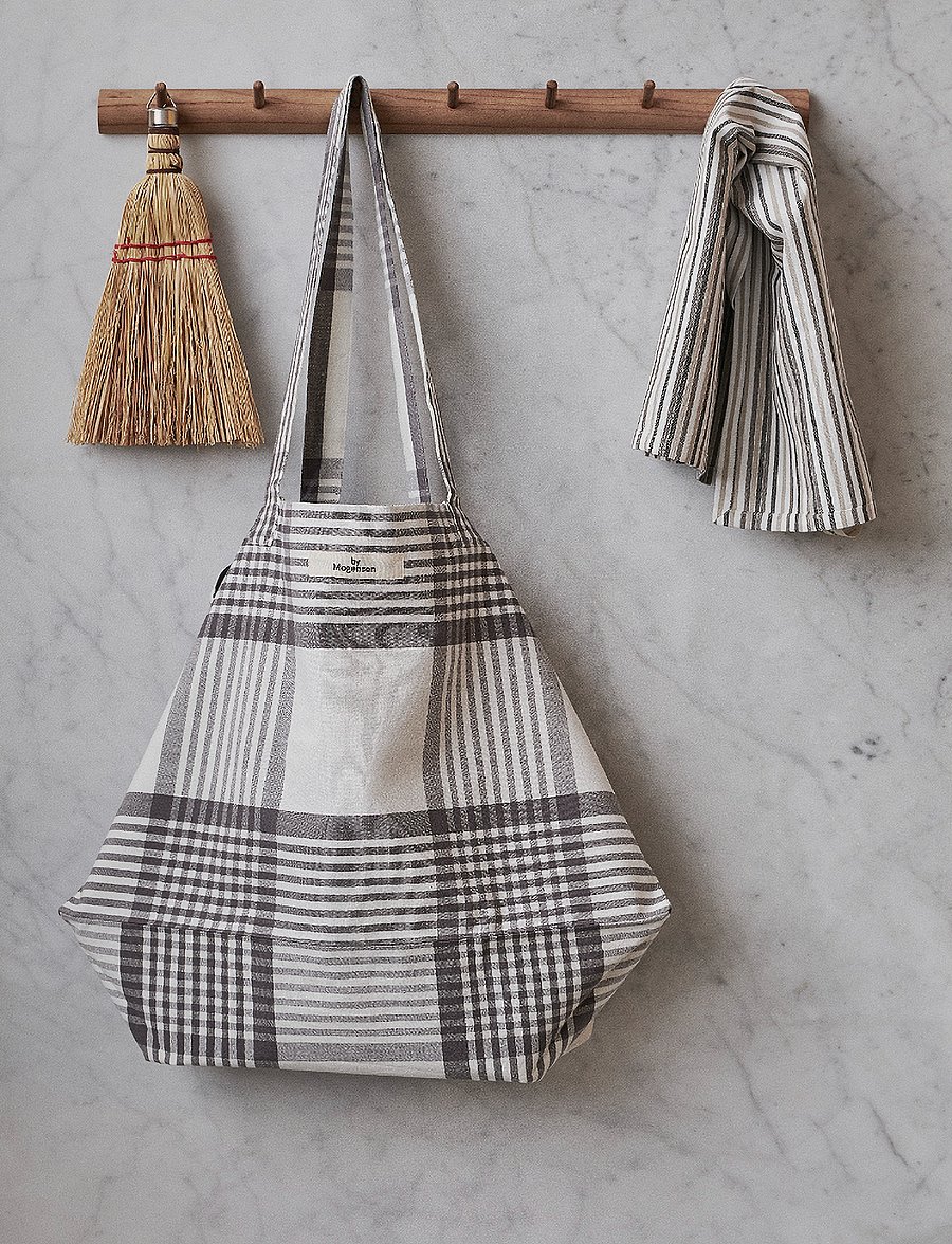 By Mogensen - Shopper Bag Large Checks - tote bags - grey, white - 0
