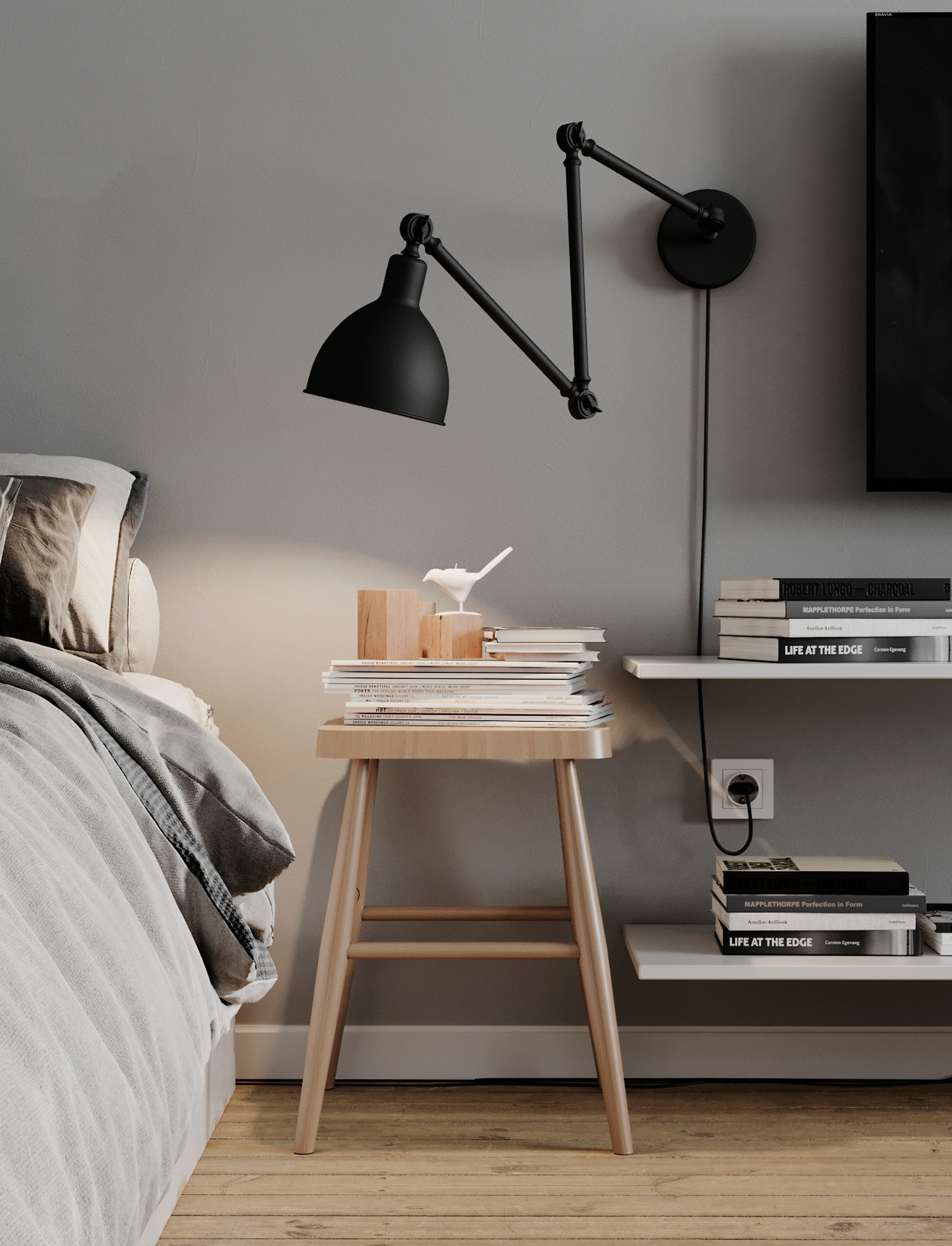By Rydéns Bazar Wall, Ø17X37.5 cm, Lamps, Schwarz - Wall Homeware