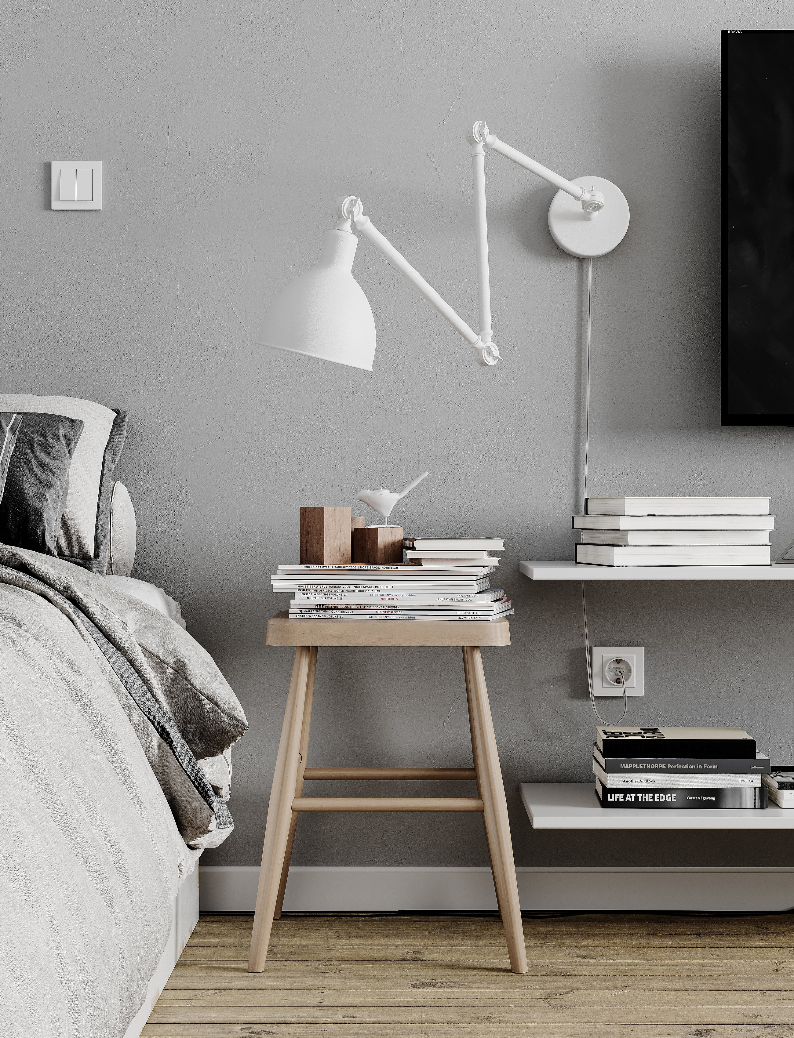 By Rydéns Bazar Wall, Ø17X37.5 cm, Lamps, Weiß - Wall Homeware