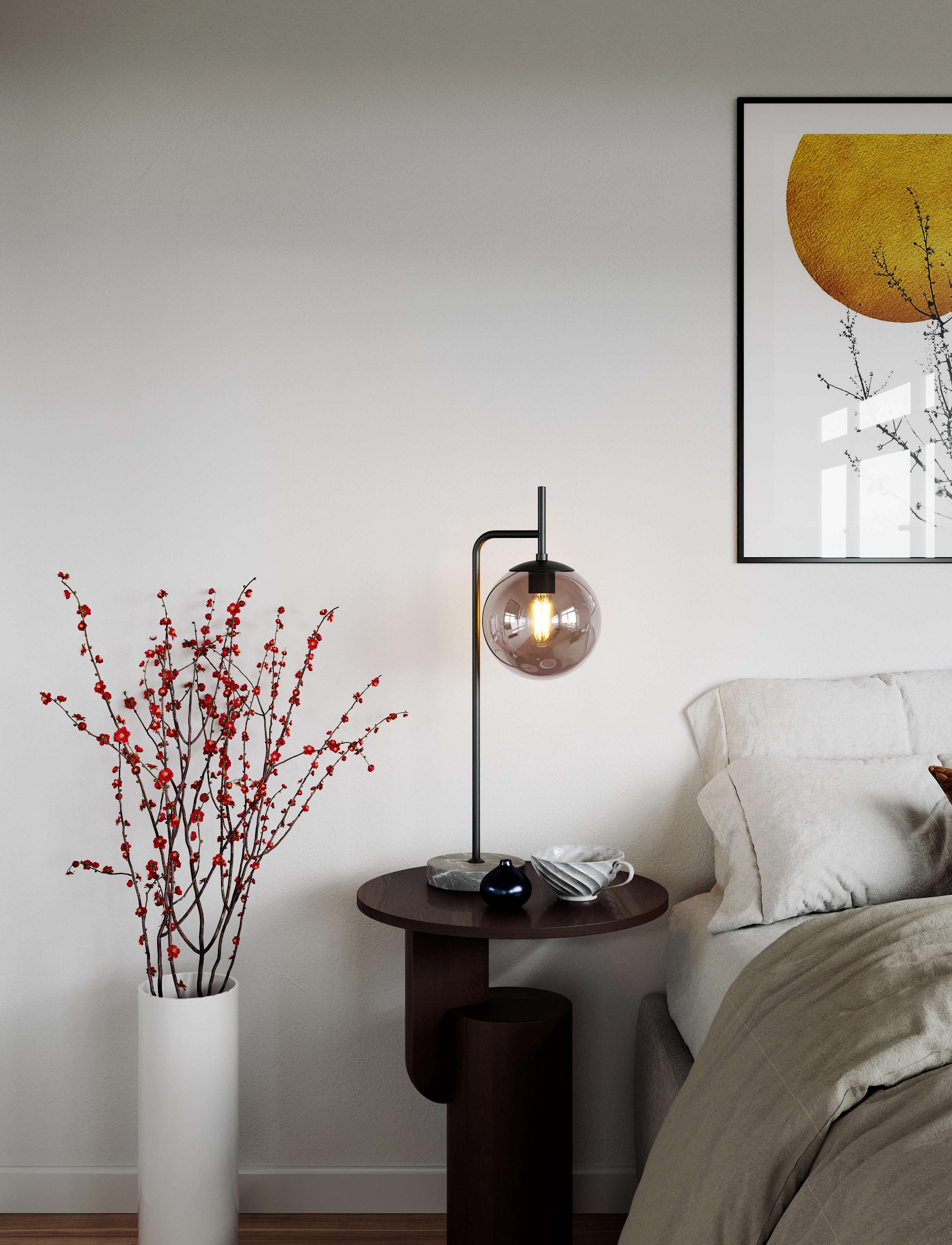By Rydéns Boyle Bordlampe, Røggrå, 18X27X60 cm, Lamps, Schwarz - Table Homeware