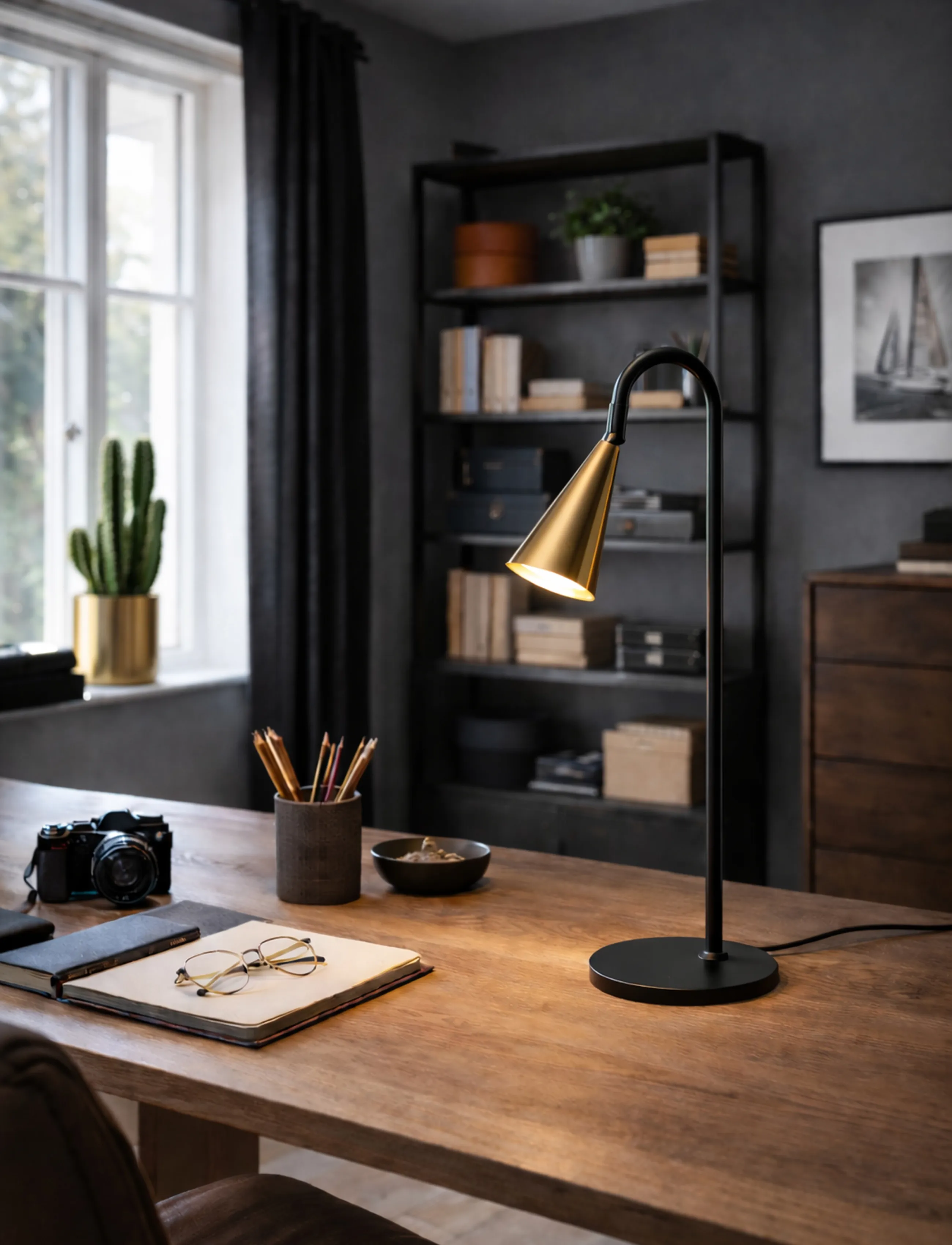 By Rydéns - Spline table light H55cm black/brass - bordslampor - svart - 3
