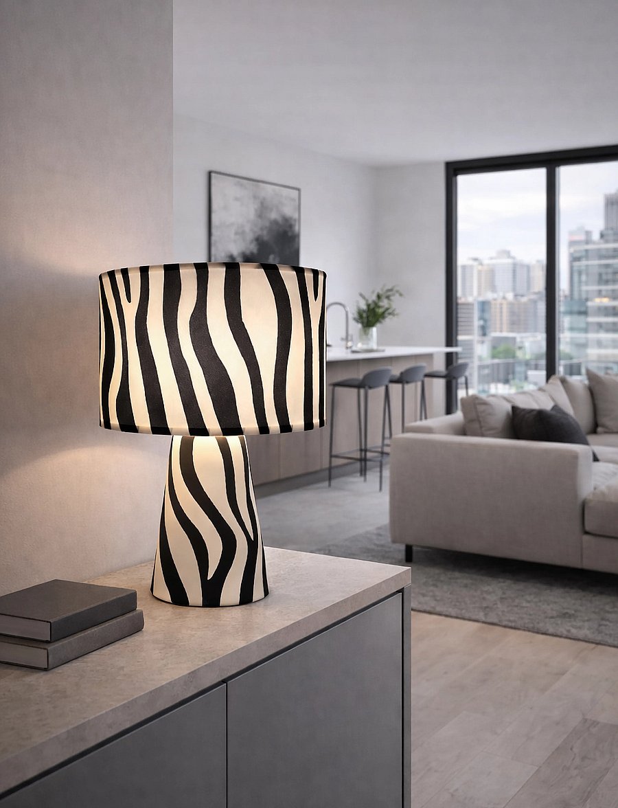By Rydéns - Zany Zebra table light H43cm black/white - laualambid - svart/vit - 0
