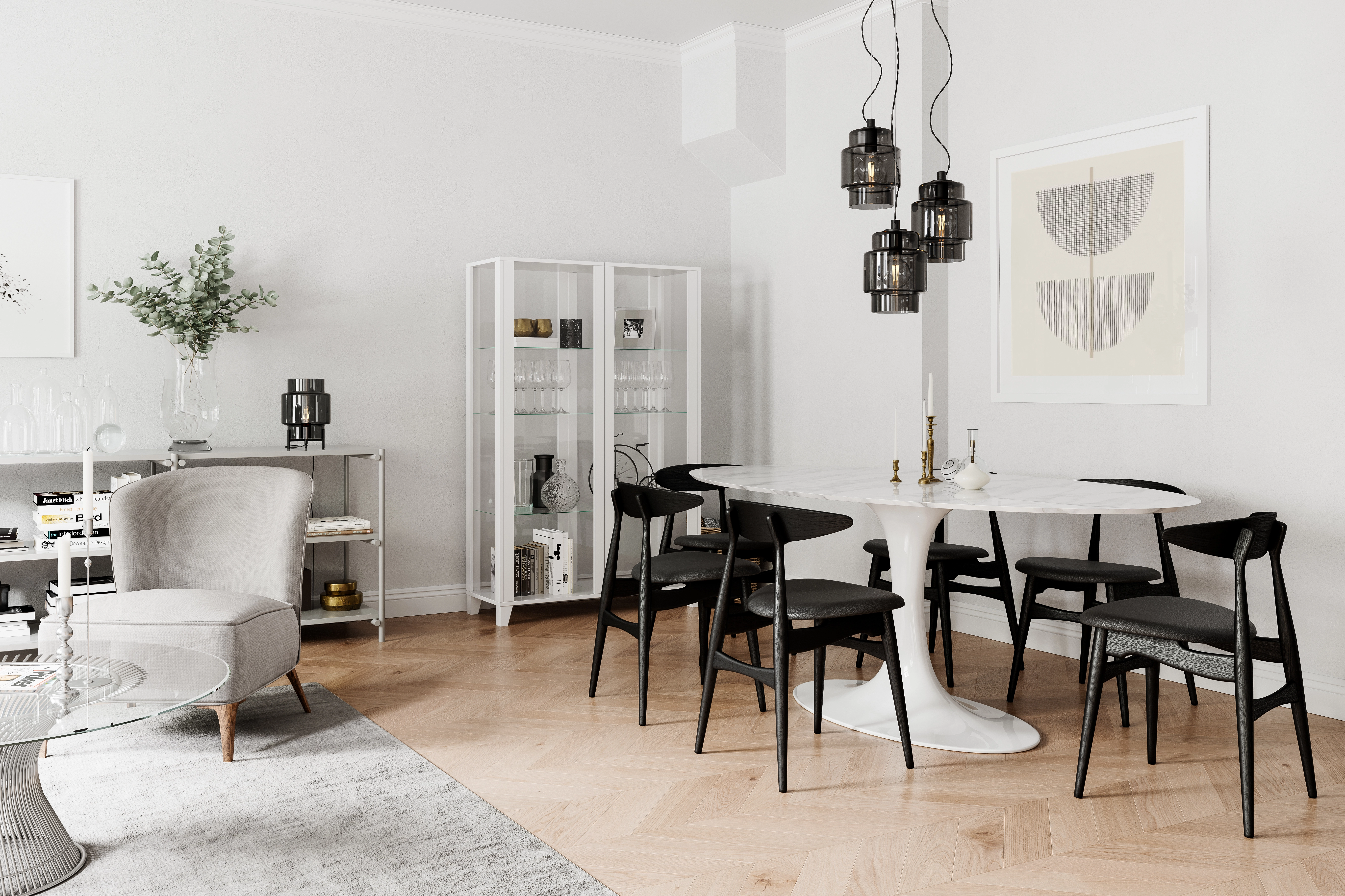 By Rydéns Ebbot Loftlampe Med 3 Lys, Røggrå, Ø30X155 cm, Ceiling Lamps, Grau - Pendant Homeware