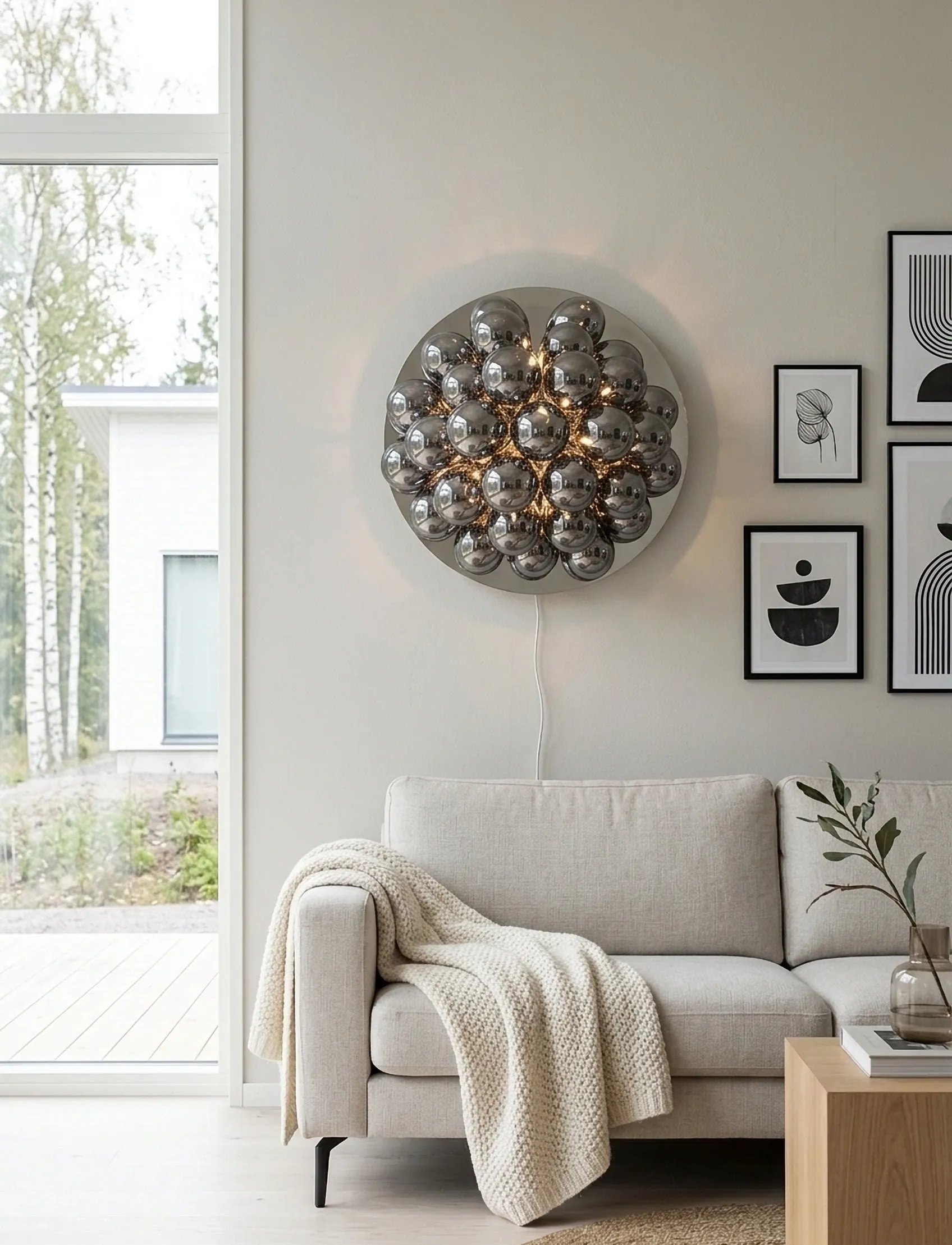 By Rydéns Gross Væglampe Ø60Cm Røggrå, Ø30X60 cm, Lamps, Grau - Wall Homeware
