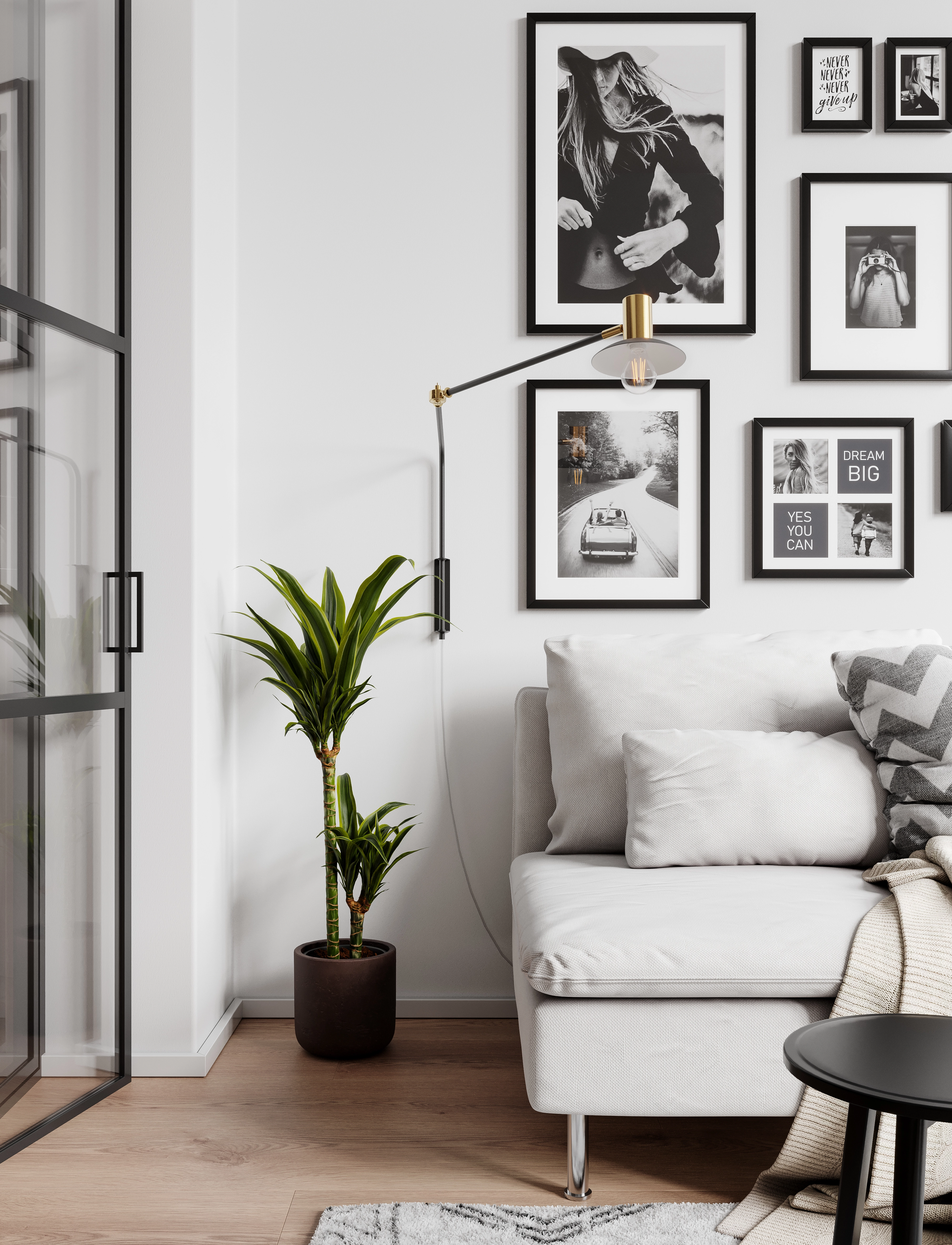 By Rydéns Quinn Væglampe, Lang, Mat Sort, Ø92X60 cm, Lamps, Schwarz - Wall Homeware