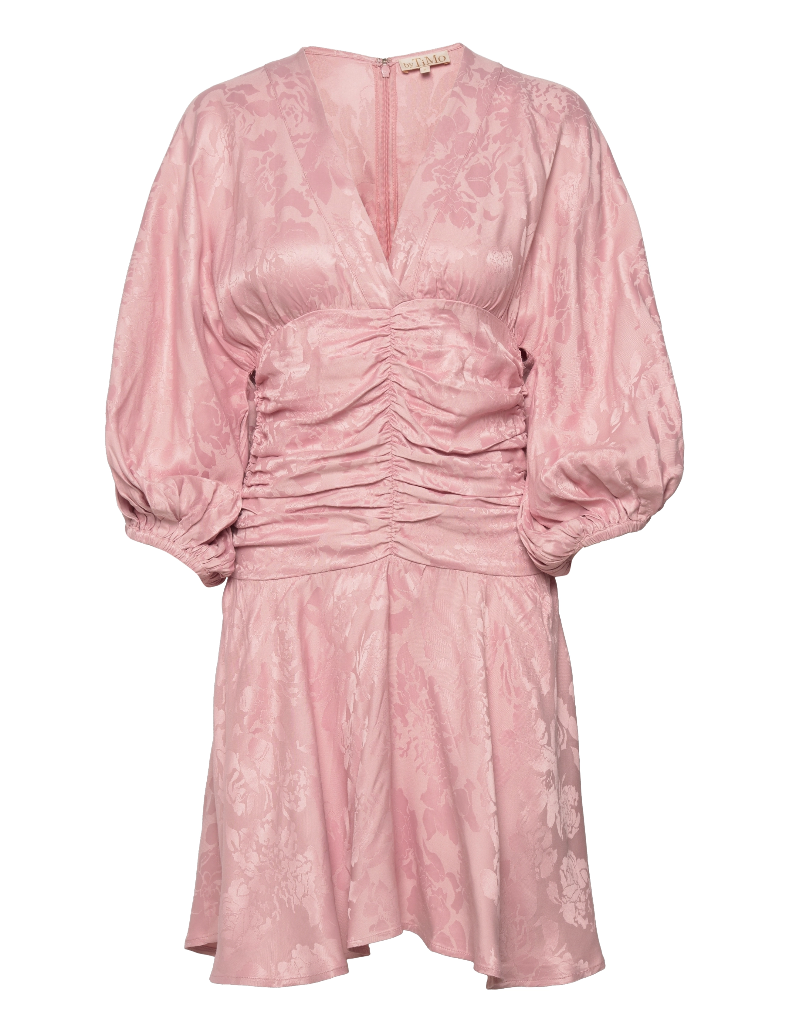 by Ti Mo Jacquard Gathers Dress - Tøj - PINK / pink/rose