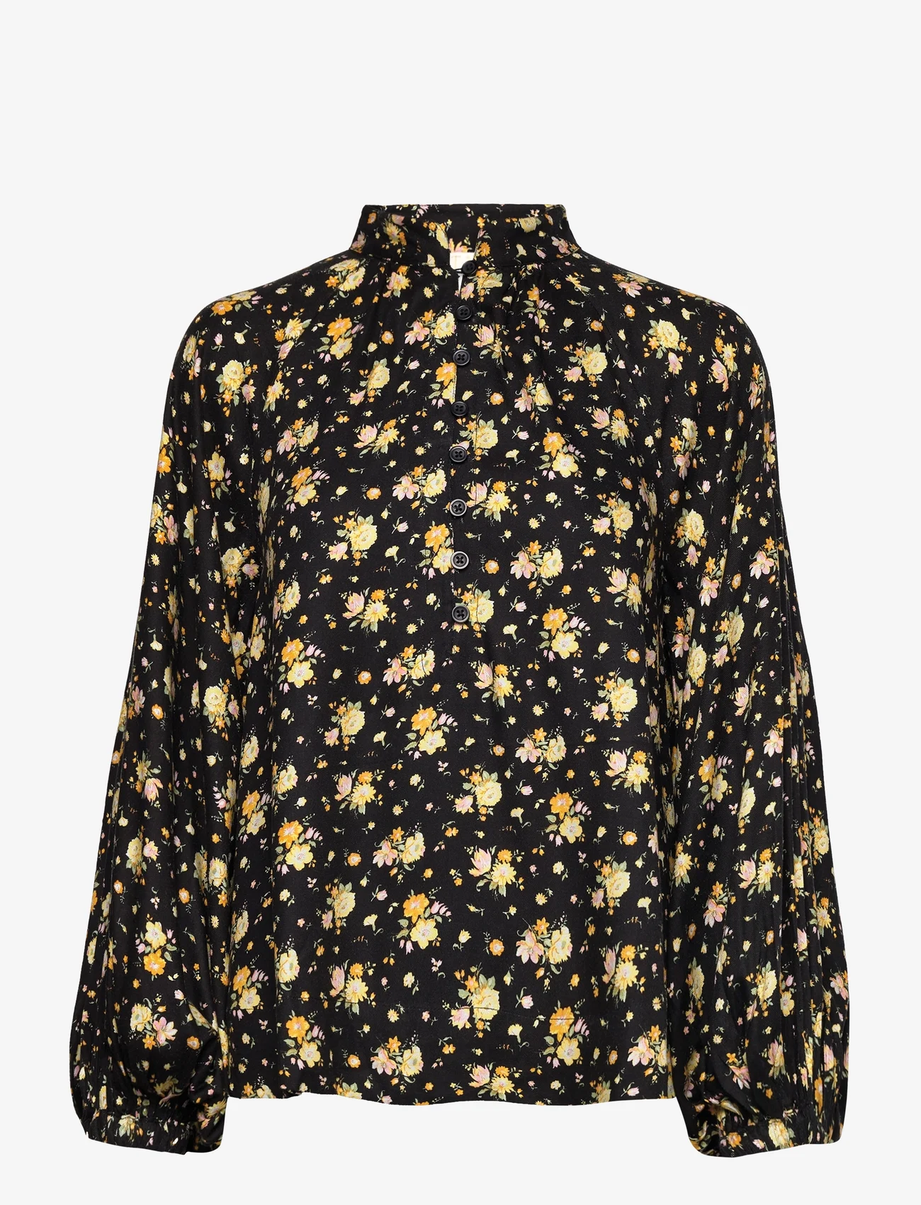 by Ti Mo - Soft Twill Blouse - langermede bluser - night garden - 0