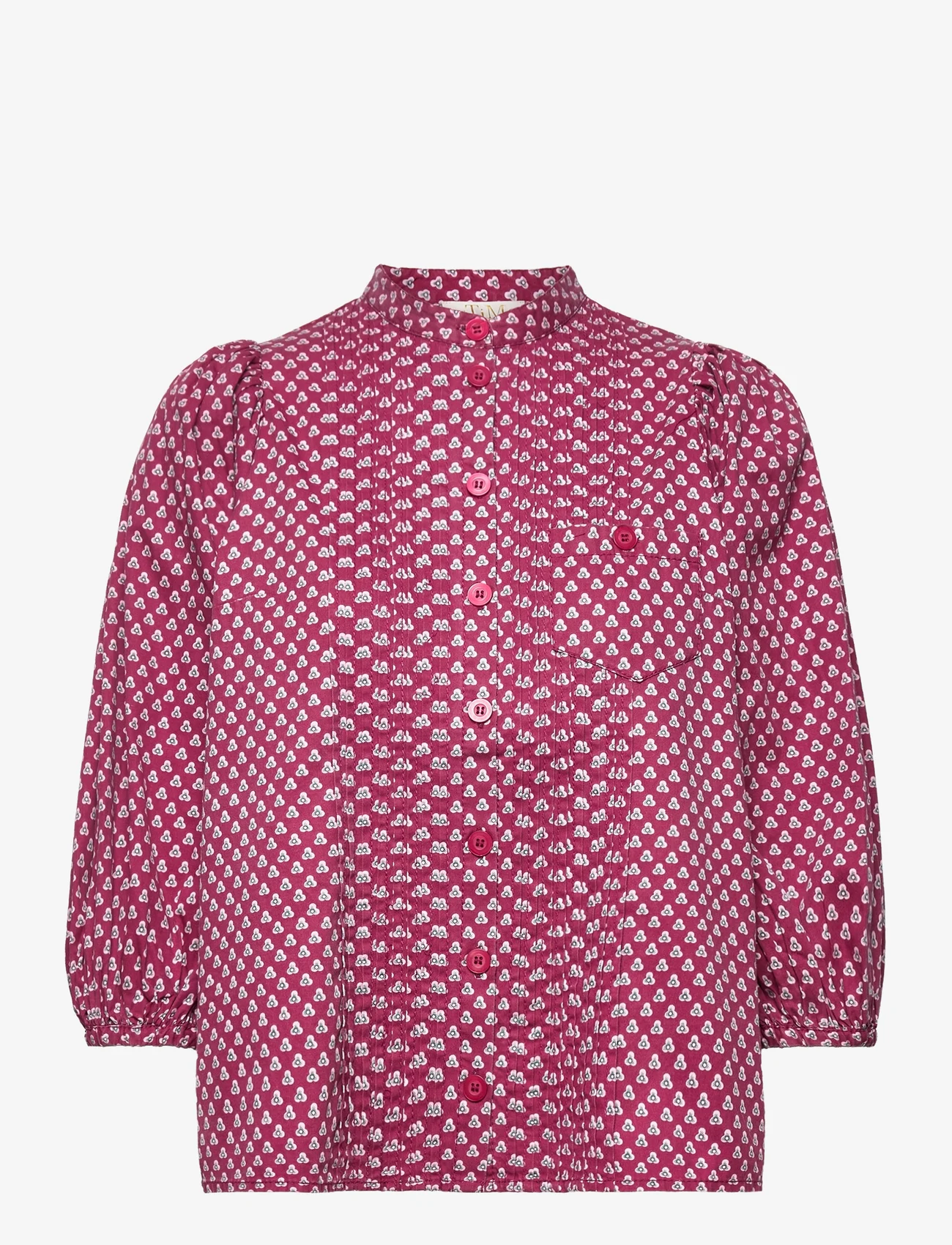 by Ti Mo - Structured Cotton Shirt - short-sleeved blouses - floral dots - 0