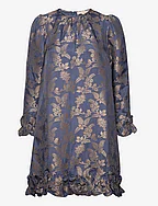 Brocade Ruffle Dress - FRENCH BLUE