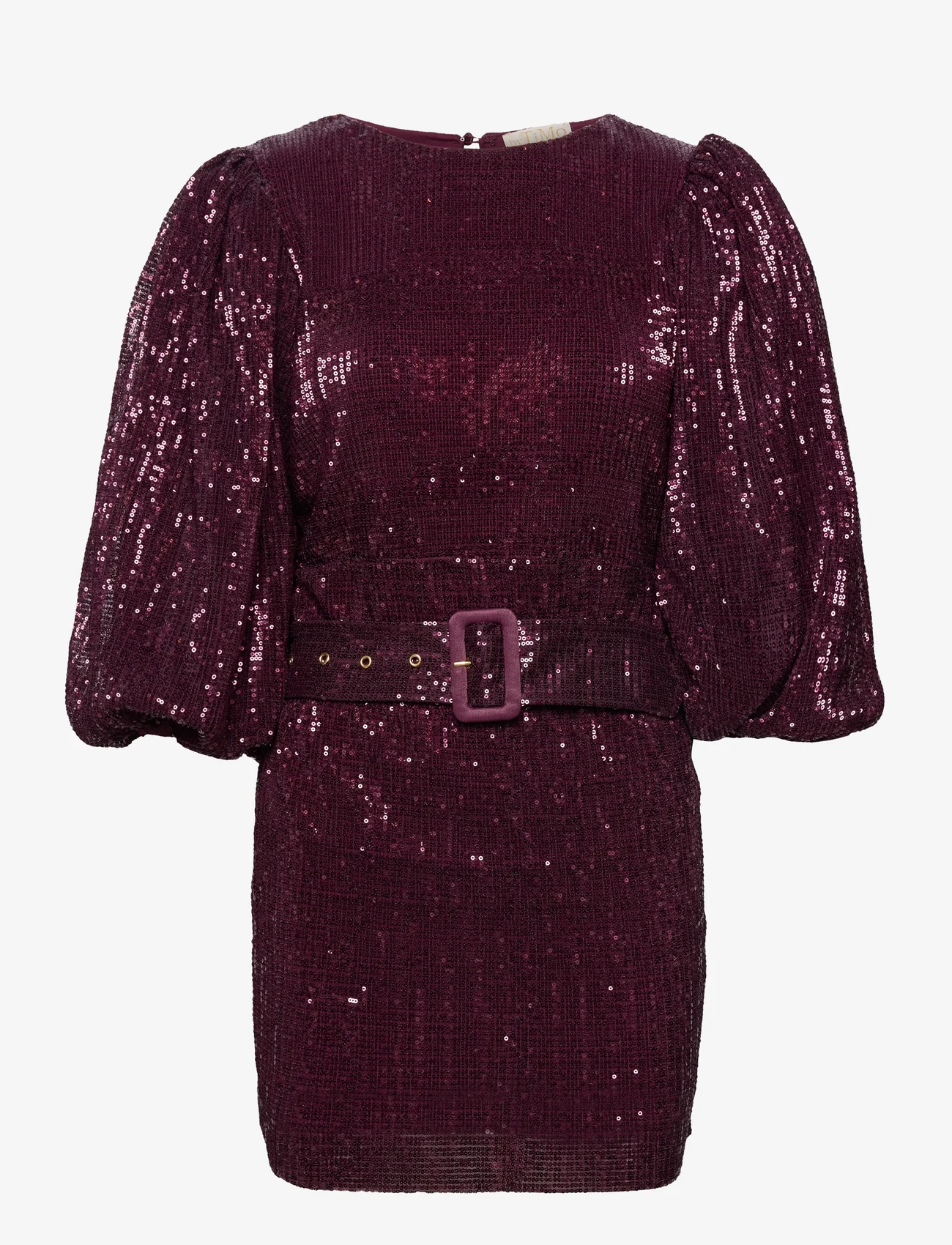 by Ti Mo - Sequins Puff Sleeve Mini Dress - festtøj til outletpriser - 048plum - 0