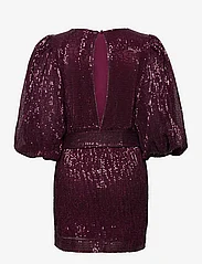 by Ti Mo - Sequins Puff Sleeve Mini Dress - party wear at outlet prices - 048plum - 1