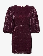 by Ti Mo - Sequins Puff Sleeve Mini Dress - party wear at outlet prices - 048plum - 2