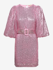 Sequins Puff Sleeve Mini Dress - PINK