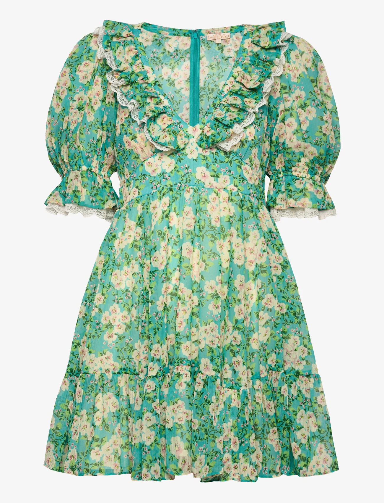 by Ti Mo - Chiffon Puffed Mini Dress - feestelijke kleding voor outlet-prijzen - 458 - new york blossom - 0