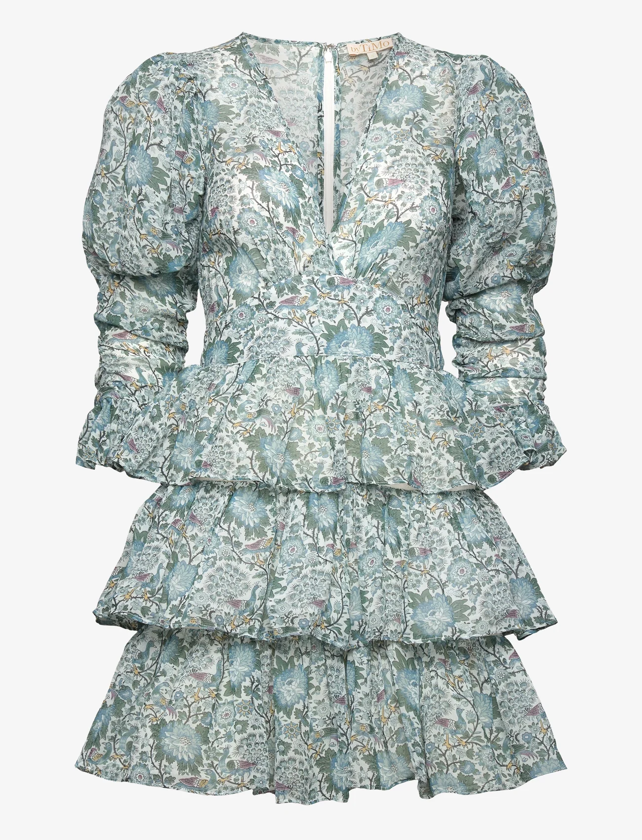 by Ti Mo - Georgette Flounce Dress - feestelijke kleding voor outlet-prijzen - 451 - blue birds - 0
