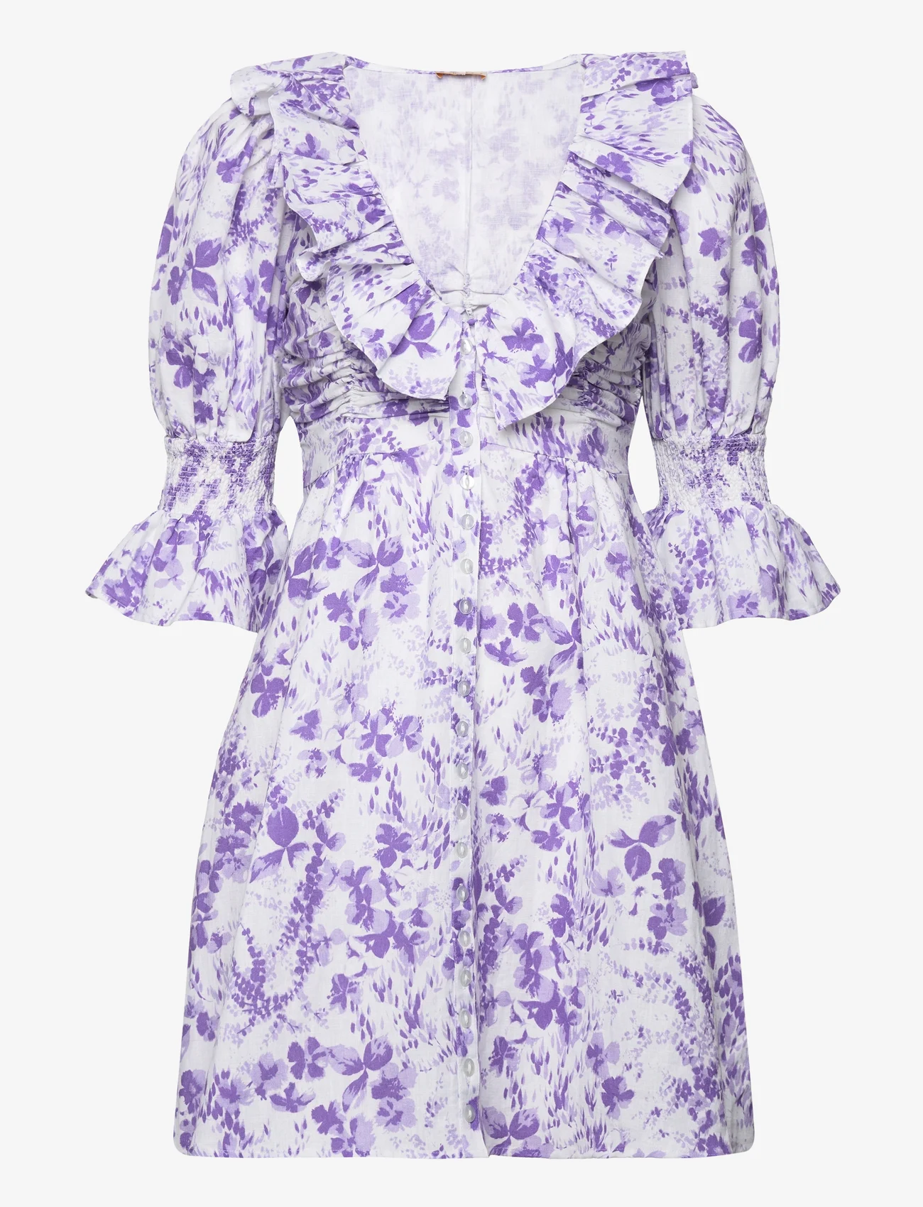 by Ti Mo - Linen V-neck Dress - sommarklänningar - 419 - lilac blossom - 0