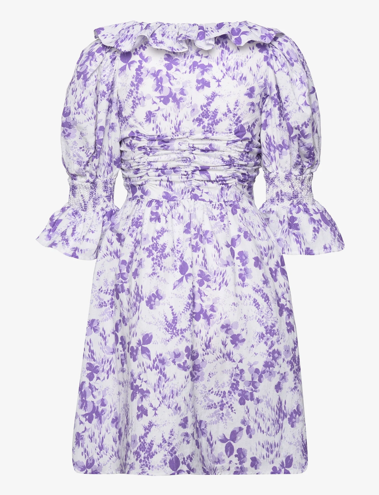 by Ti Mo - Linen V-neck Dress - kesämekot - 419 - lilac blossom - 1