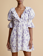 by Ti Mo - Linen V-neck Dress - vasarinės suknelės - 419 - lilac blossom - 2
