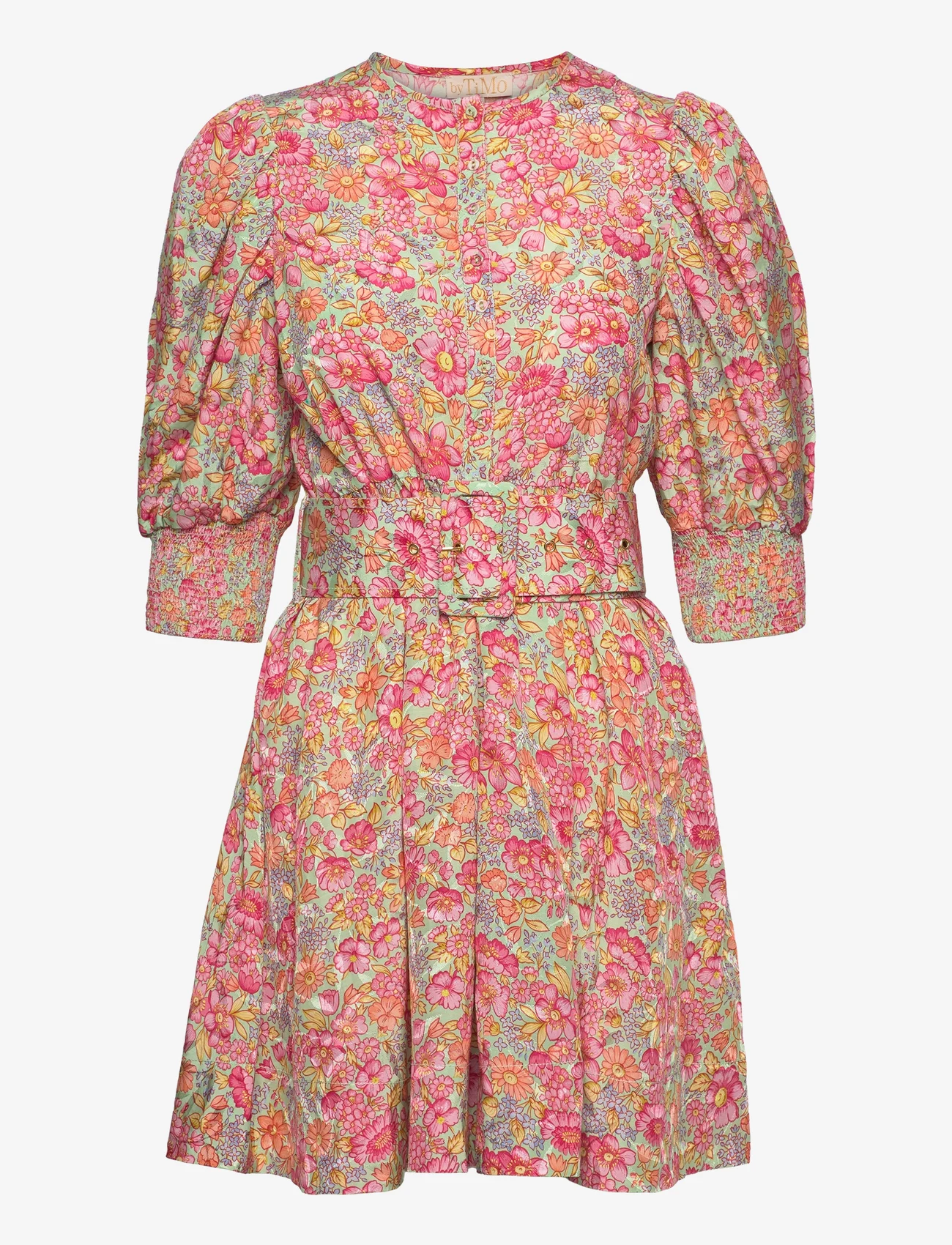 by Ti Mo - Cotton Jacquard Belted Mini Dress - vakarėlių drabužiai išparduotuvių kainomis - 424 - wildflowers - 0