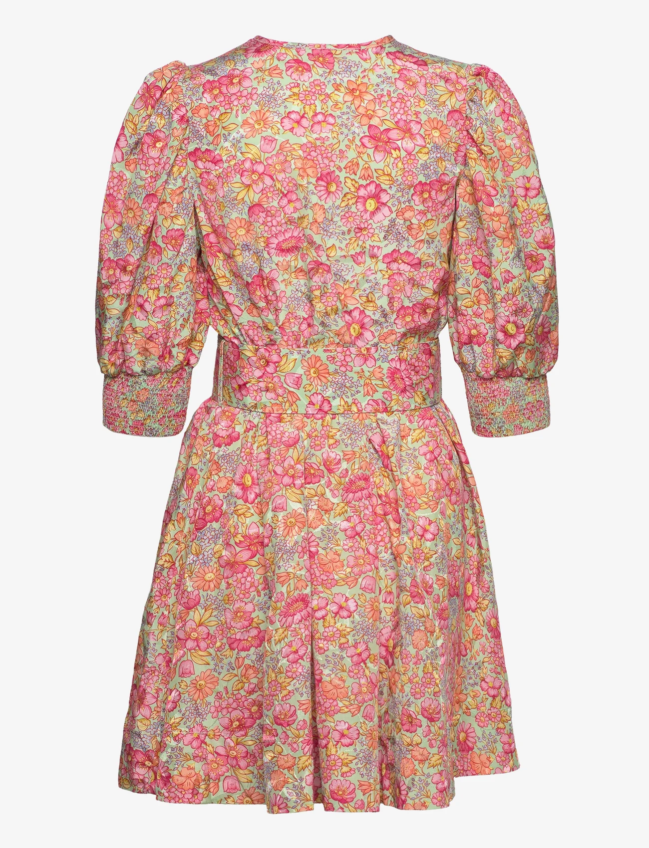 by Ti Mo - Cotton Jacquard Belted Mini Dress - party wear at outlet prices - 424 - wildflowers - 1