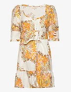 Linen Mini Dress - 504 - YELLOW BOUQUET