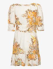 by Ti Mo - Linen Mini Dress - party wear at outlet prices - 504 - yellow bouquet - 1