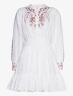 Embroidery Belt Dress - 001 - WHITE