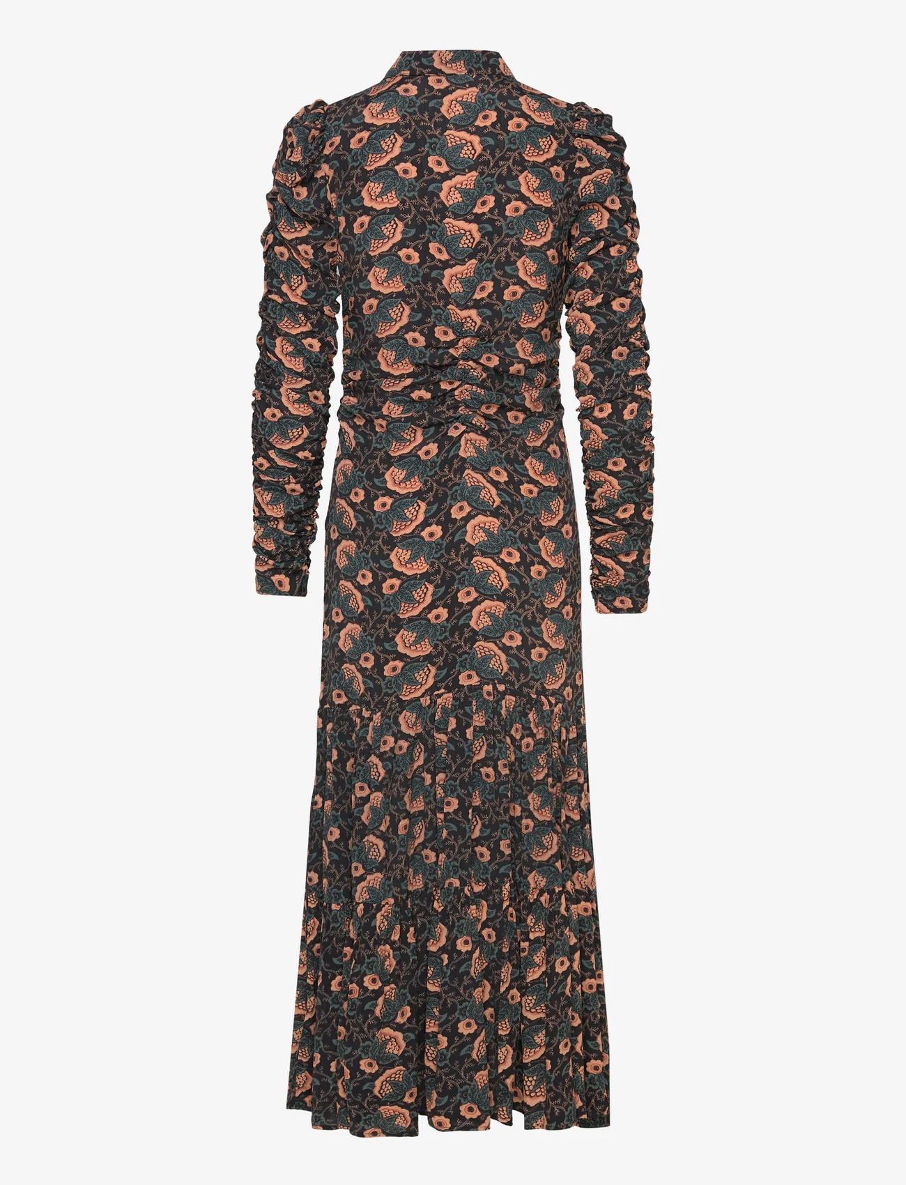 by Ti Mo - Autumn Midi Dress - marškinių tipo suknelės - 573 - autumn flowers - 1