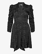 Jacquard Tieband Dress - 099 - BLACK