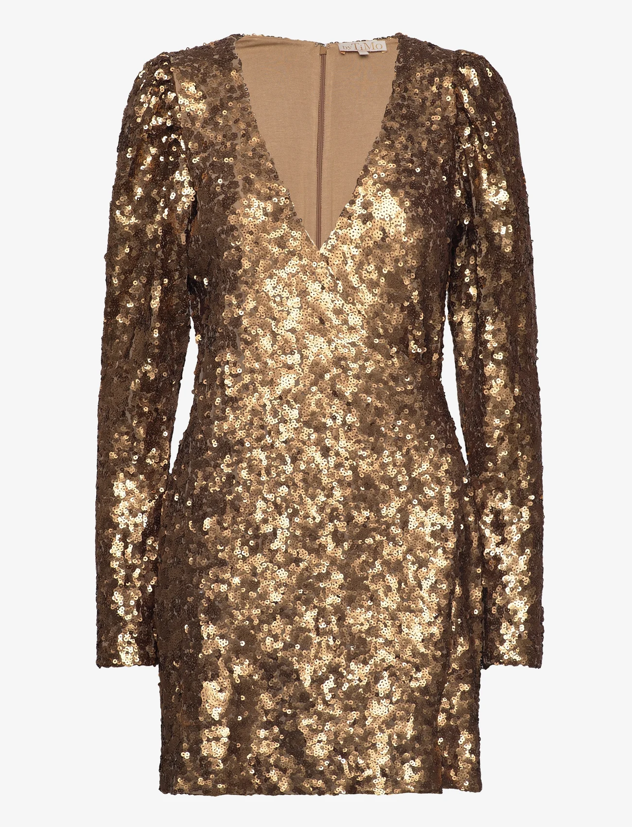 by Ti Mo - Sequins Mini Dress - ballīšu apģērbs par outlet cenām - 009 - golden - 0