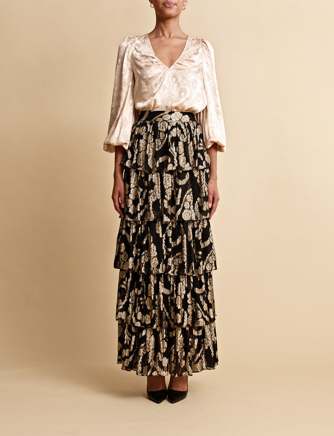 Black ruffle skirts hotsell