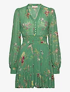 Georgette Mini Dress - 635 - GREEN BIRDS