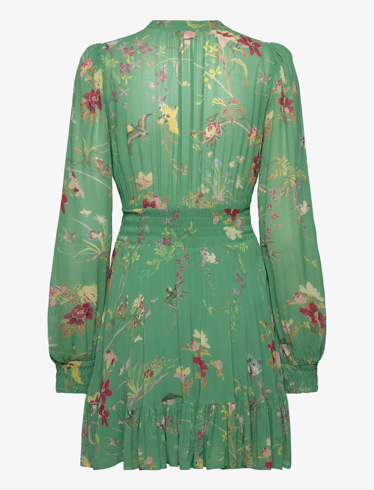 by Ti Mo - Georgette Mini Dress - sommerkjoler - 635 - green birds - 1