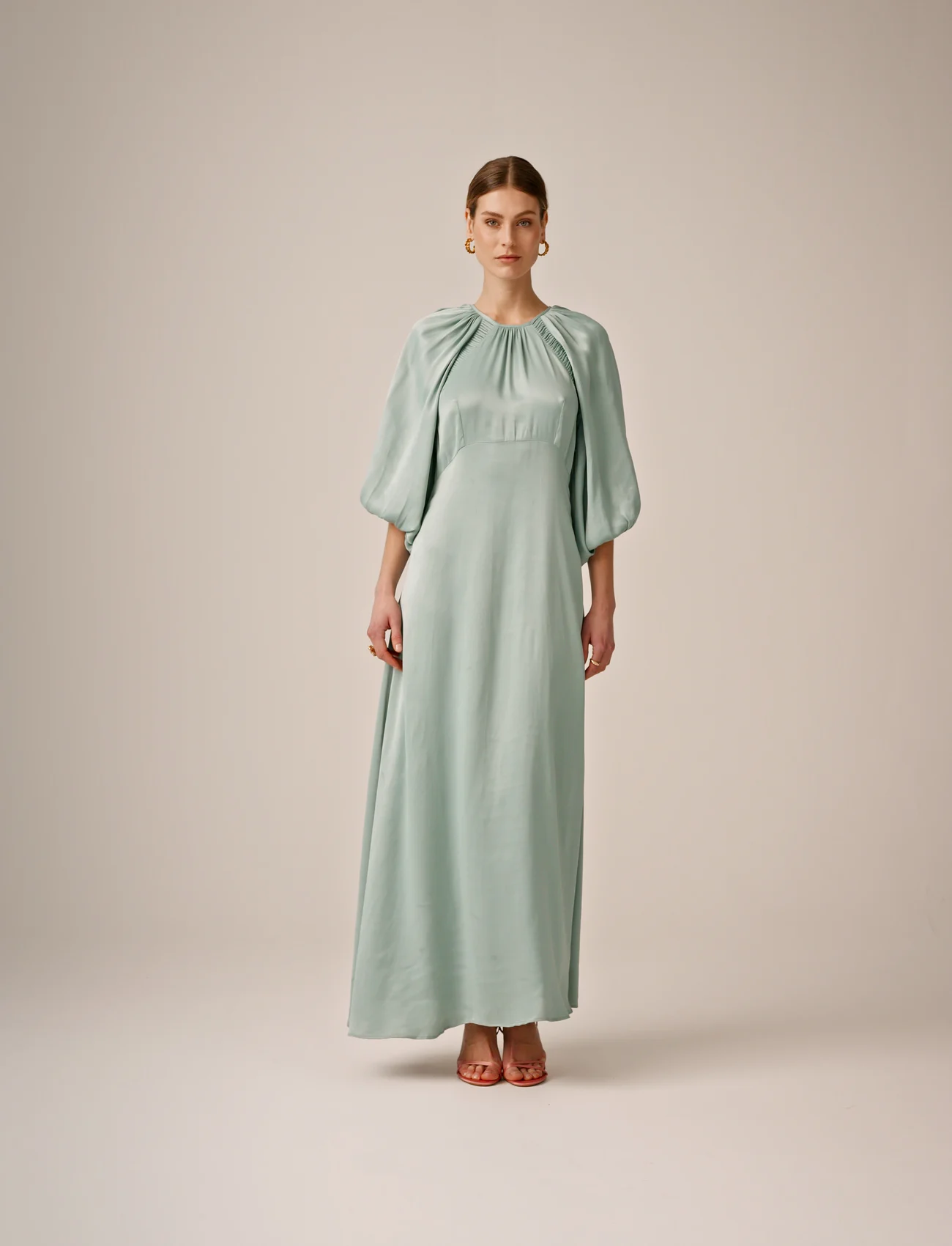 by Ti Mo - Crepe Satin Maxi Dress - evening dresses - 058 - turquoise - 0