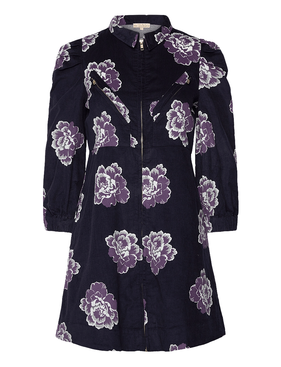 by Ti Mo - Baby Cord Collared Dress - festkjoler - 178 - dark bloom - 0
