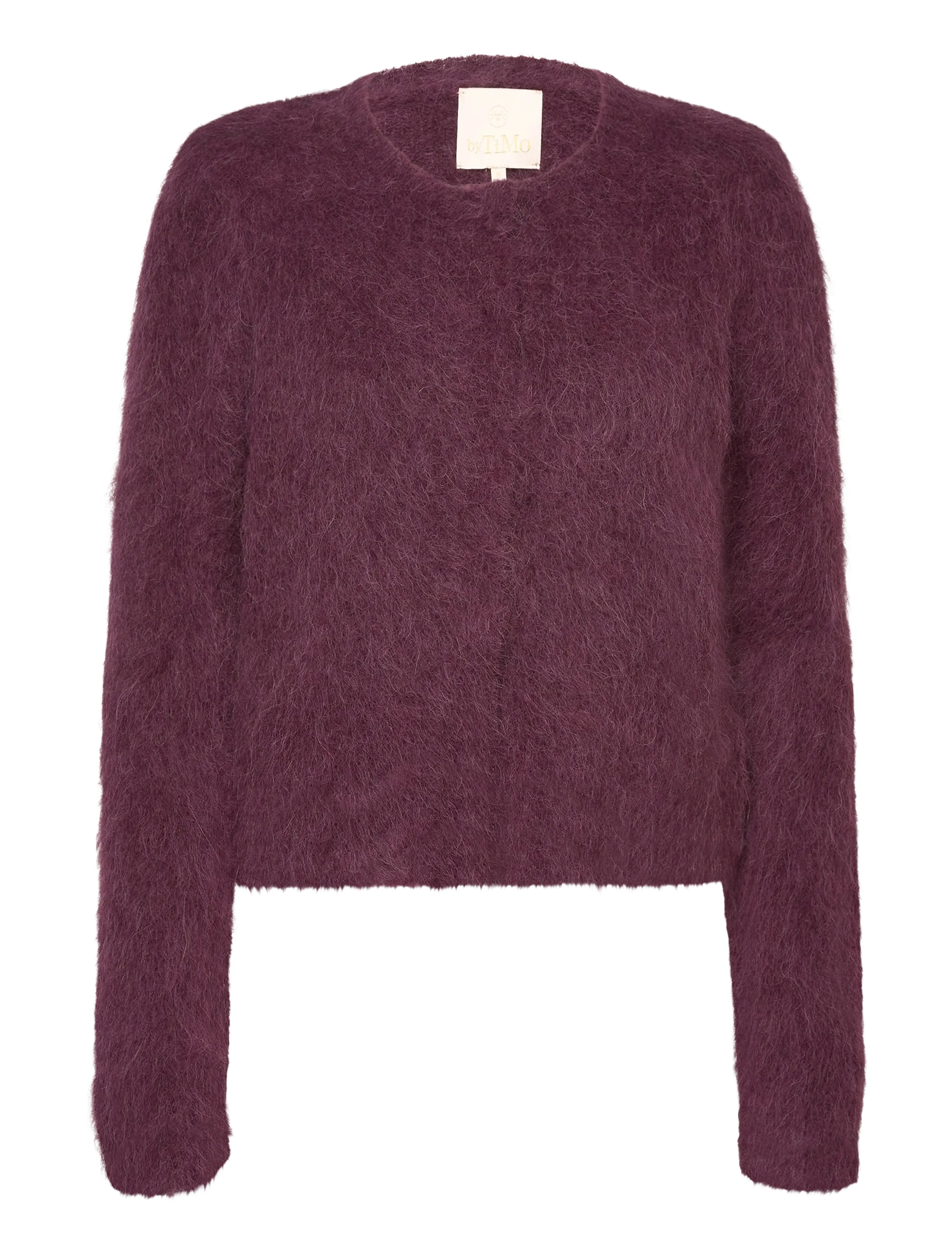 by Ti Mo Hairy Knit Jacket - Transitional Layering - 043 - BURGUNDY / burgundy