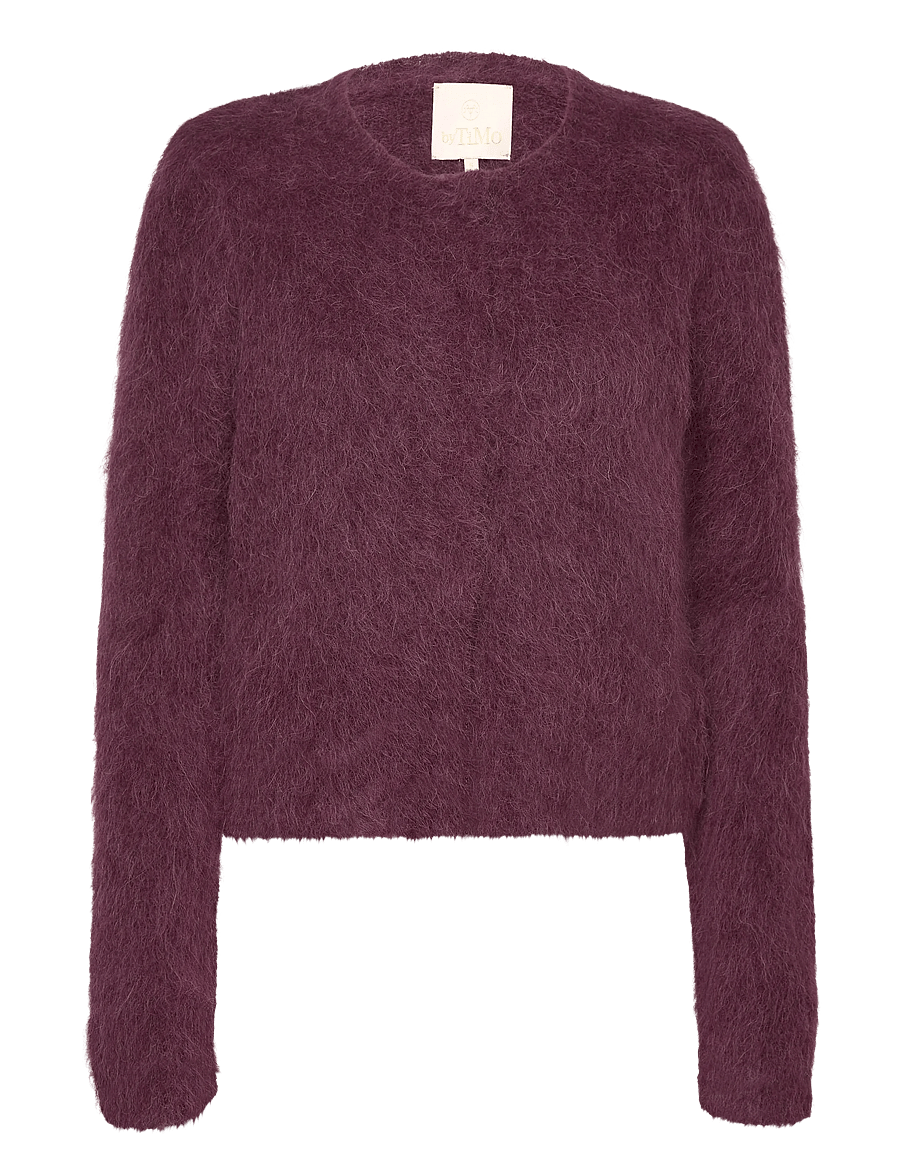 by Ti Mo - Hairy Knit Jacket - cardigans - 043 - burgundy - 0