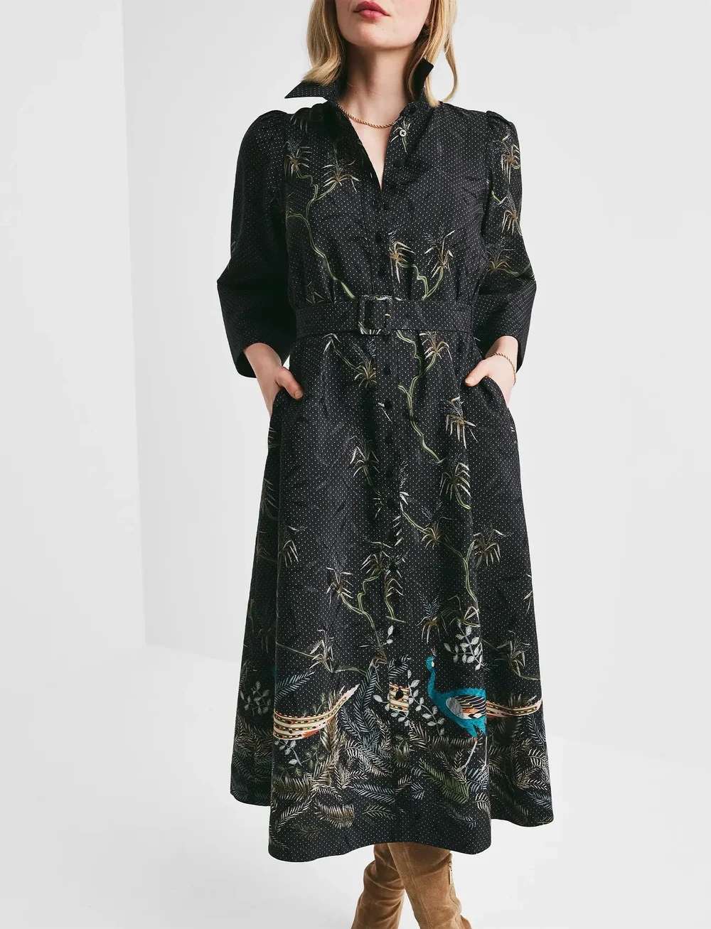 by Ti Mo - Jacquard Belt Dress - hemdkleider - 376 - blue peacock - 0