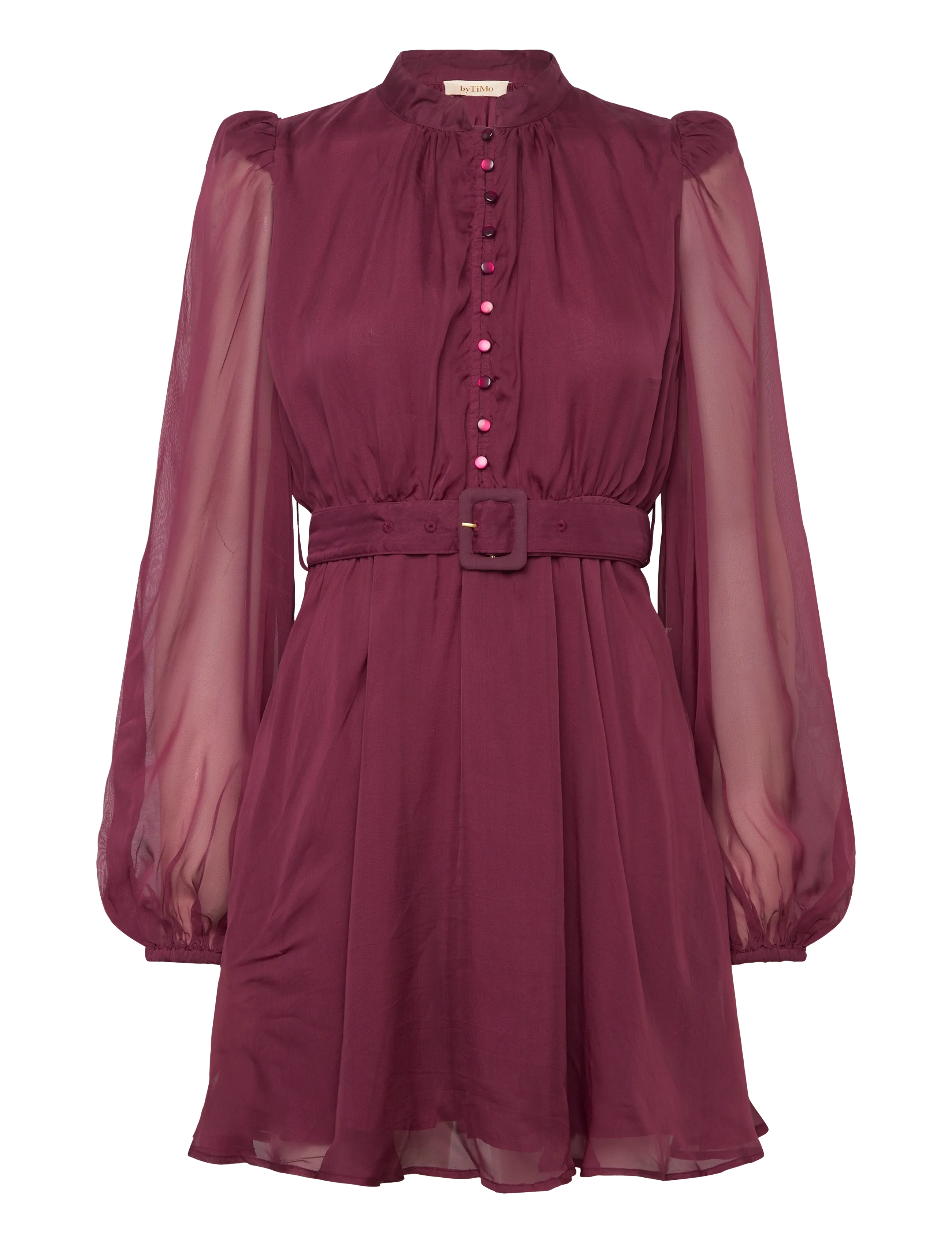by Ti Mo Organza Mini Dress - Kjoler - 043 - BURGUNDY / burgundy