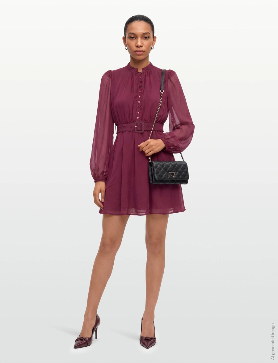 by Ti Mo - Organza Mini Dress - korte kjoler - 043 - burgundy - 0