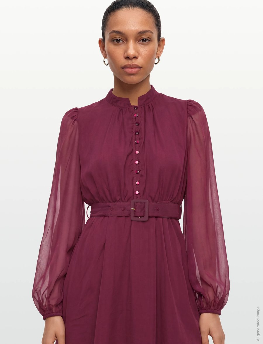 by Ti Mo - Organza Mini Dress - korte kjoler - 043 - burgundy - 3