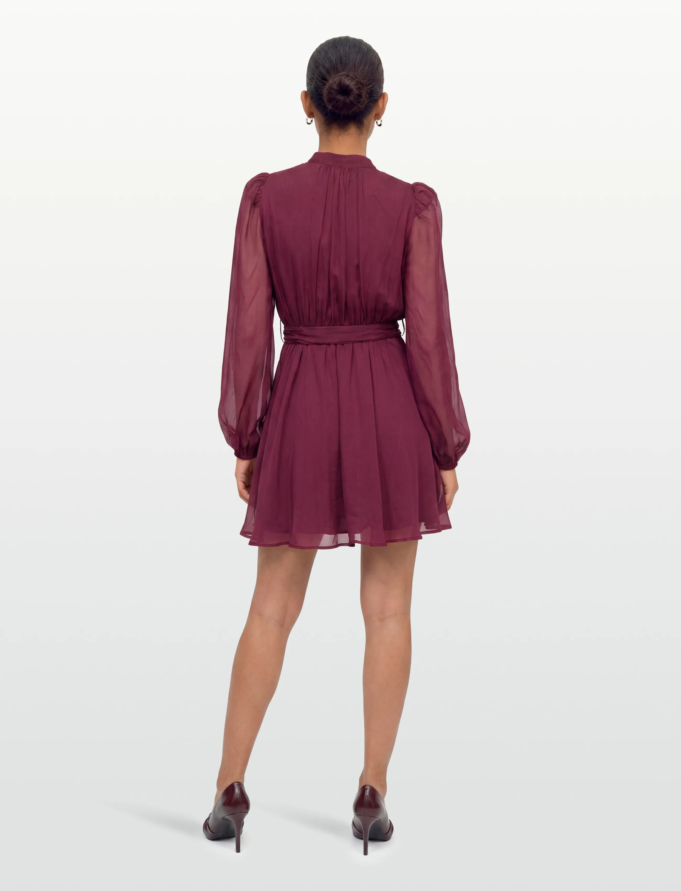 by Ti Mo - Organza Mini Dress - short dresses - 043 - burgundy - 4