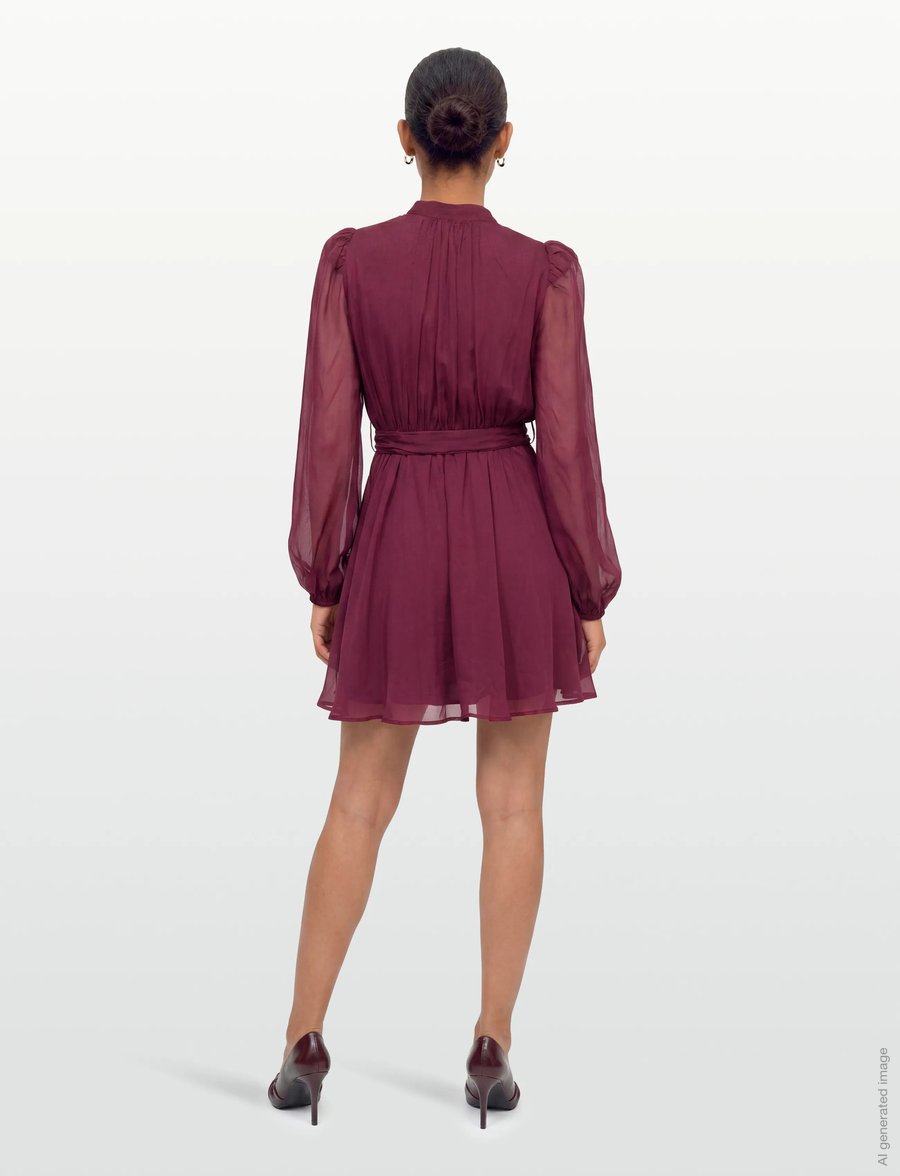 by Ti Mo - Organza Mini Dress - korte kjoler - 043 - burgundy - 4