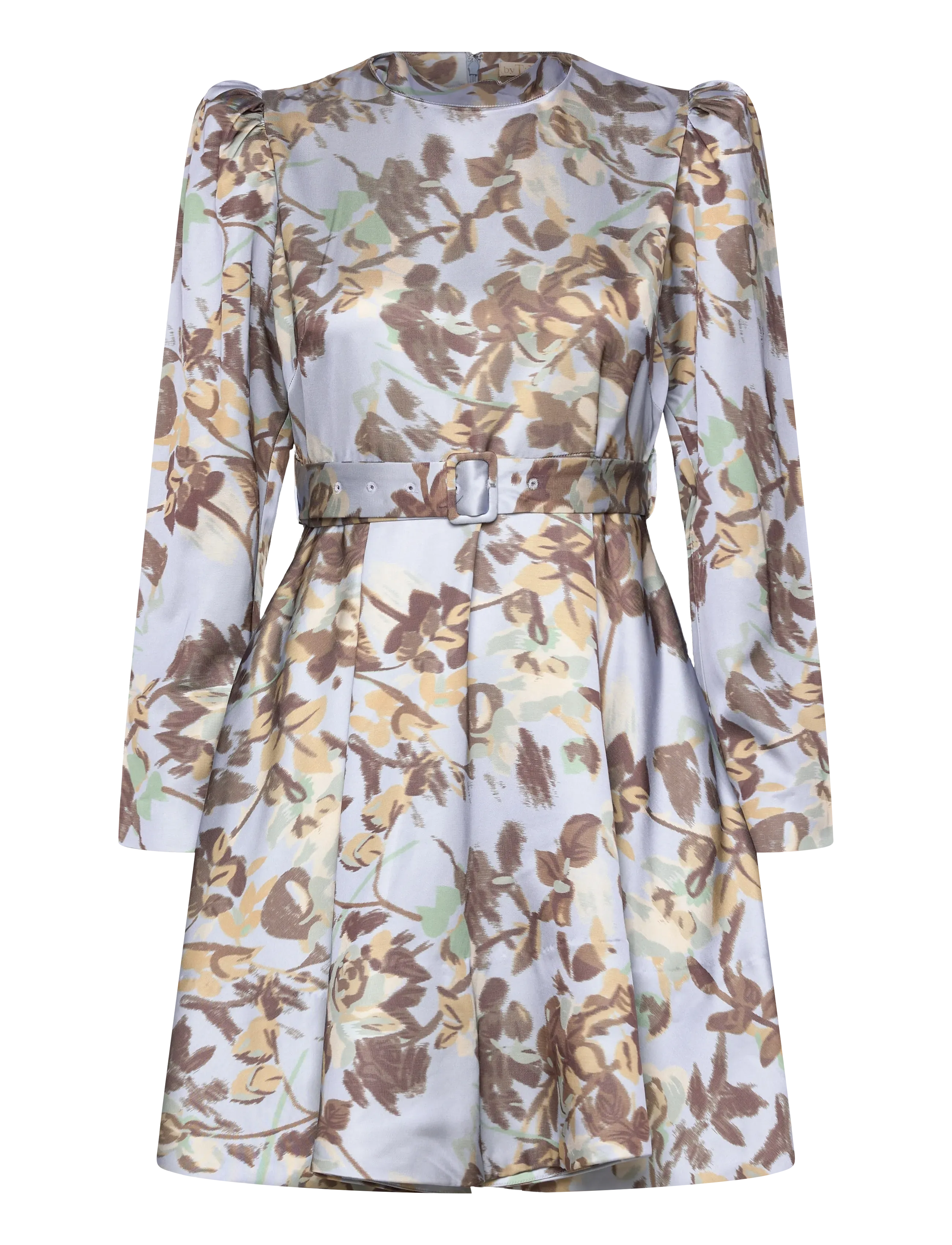 by Ti Mo Tailored Satin Belt Dress - Kjoler og sandaler - 410 - WALLPAPER / blue
