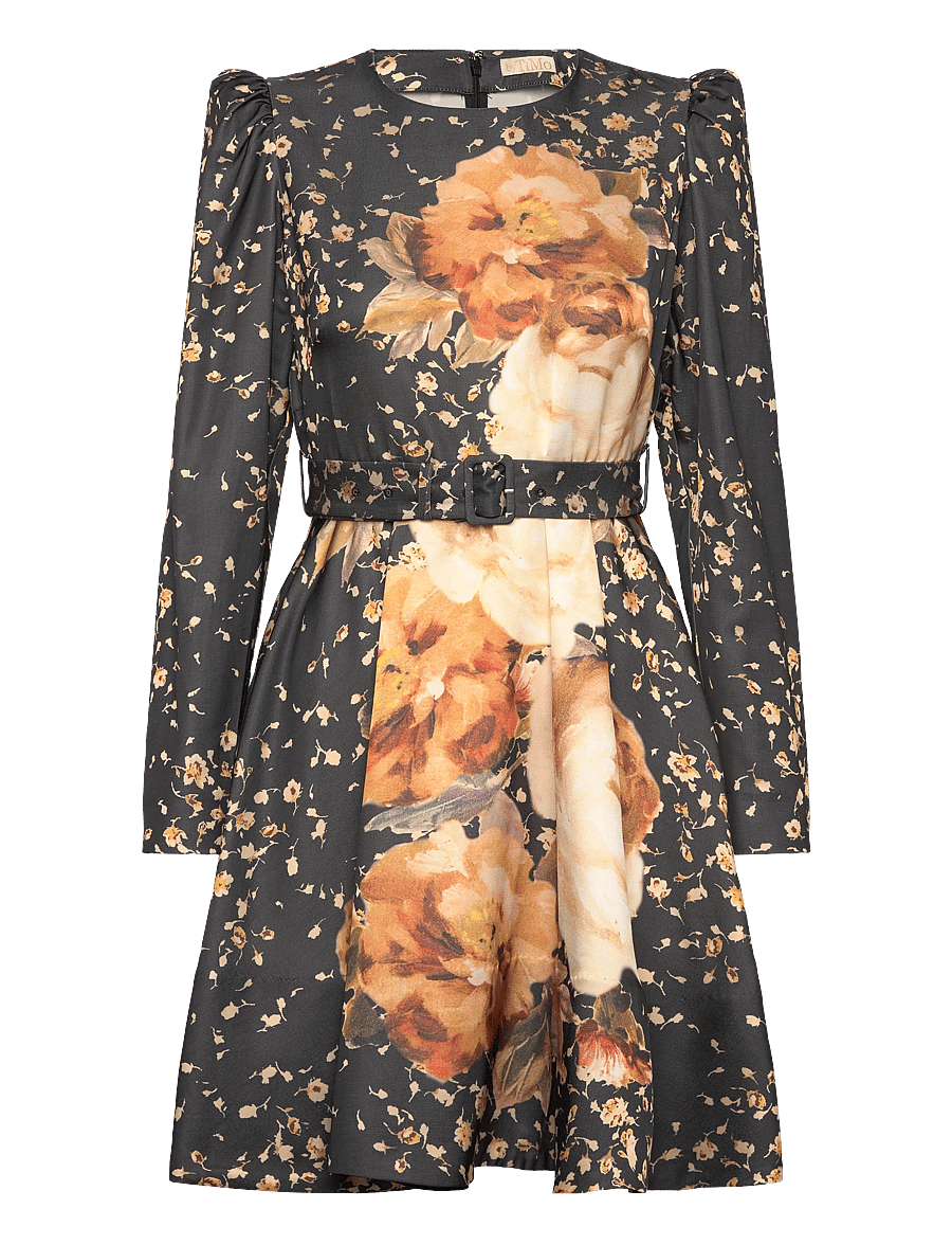 by Ti Mo - Tailored Satin Belt Dress - festkjoler - 530 - black rose - 1