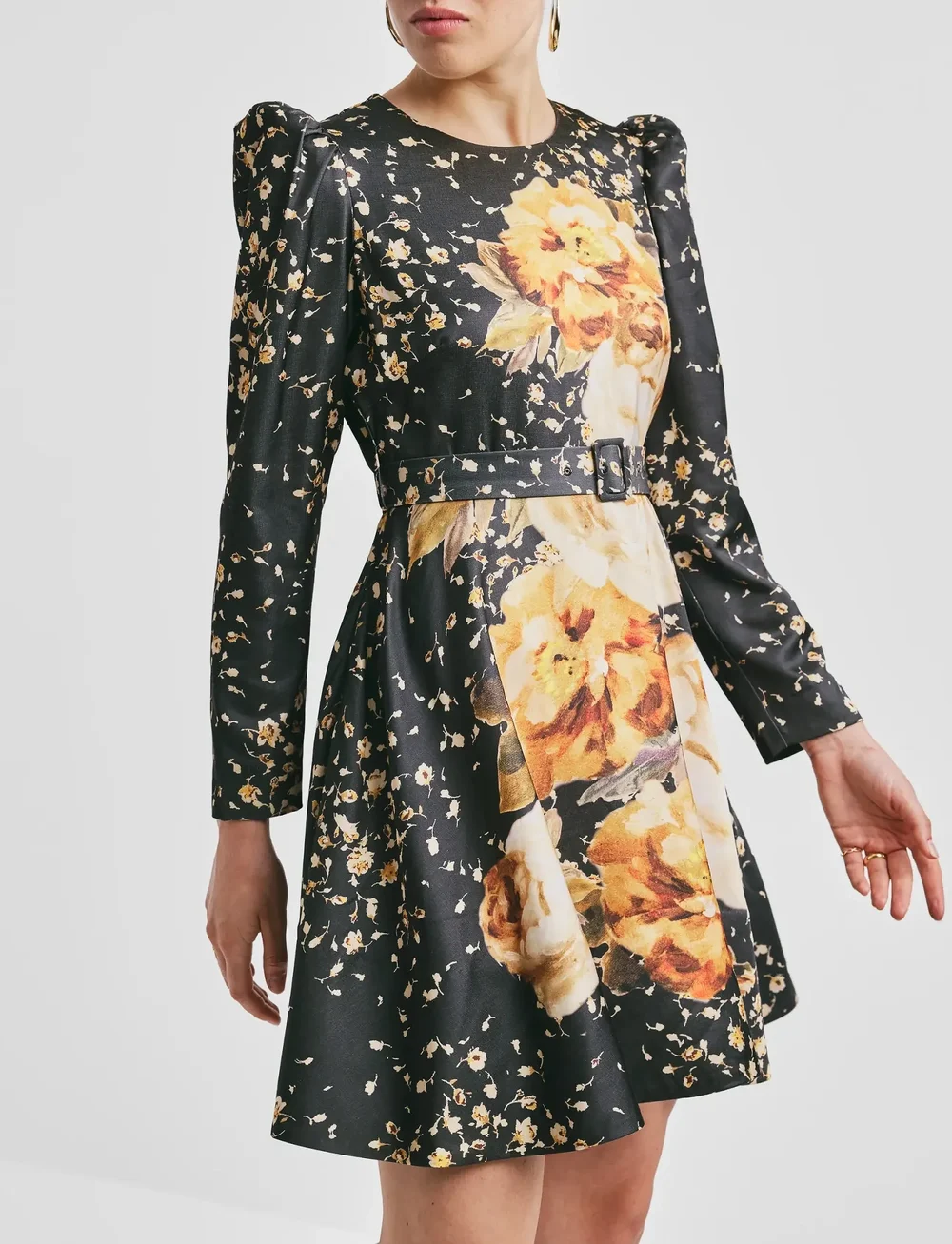 by Ti Mo - Tailored Satin Belt Dress - festklänningar - 530 - black rose - 3