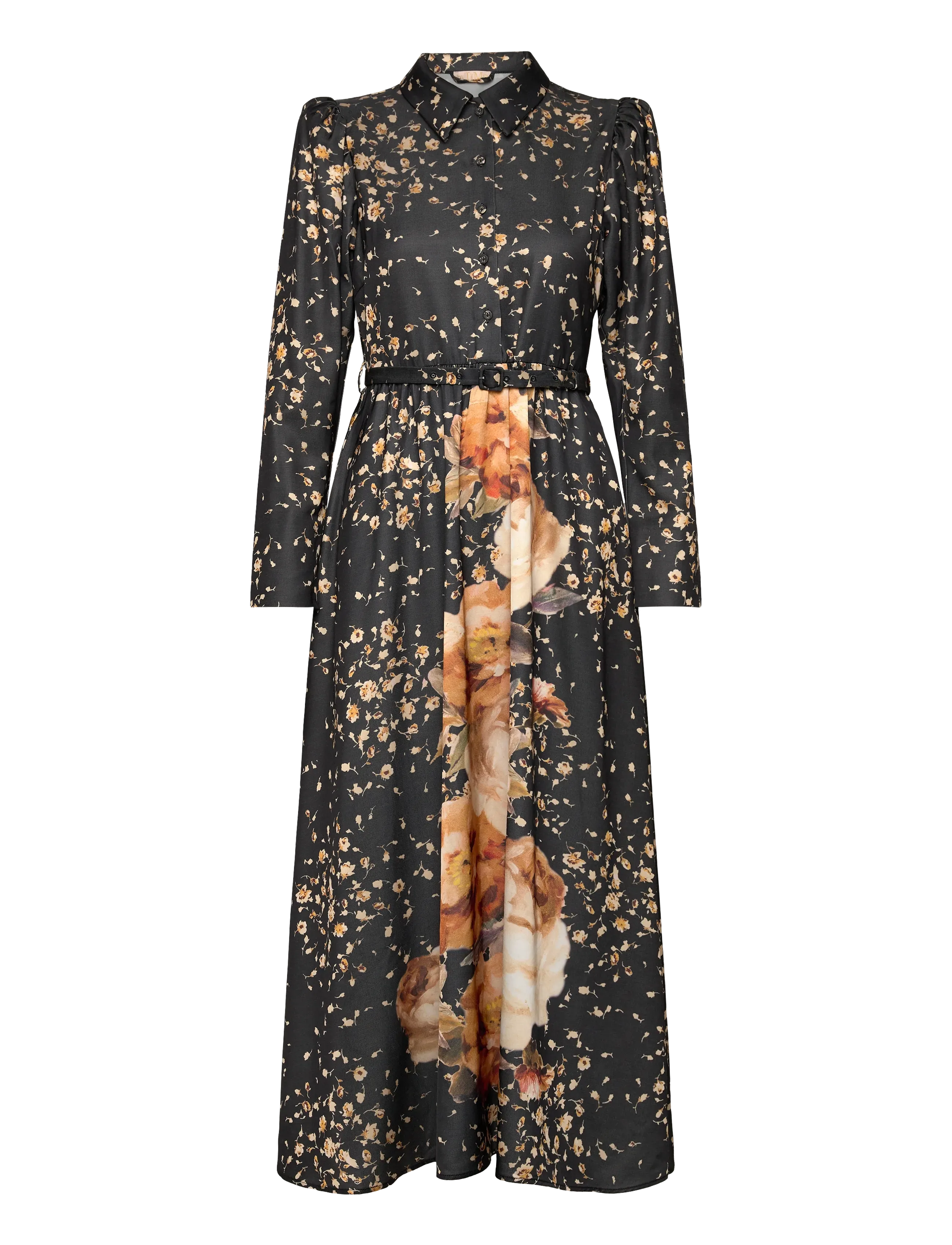 by Ti Mo Tailored Satin Shirt Dress - Klær - 530 - BLACK ROSE / black