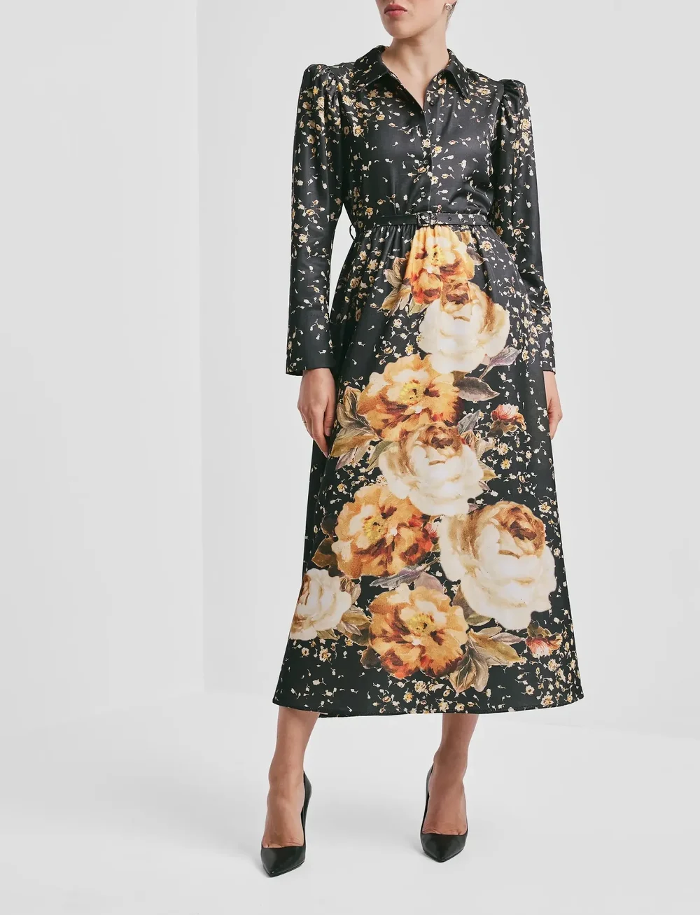 by Ti Mo - Tailored Satin Shirt Dress - skjortekjoler - 530 - black rose - 0